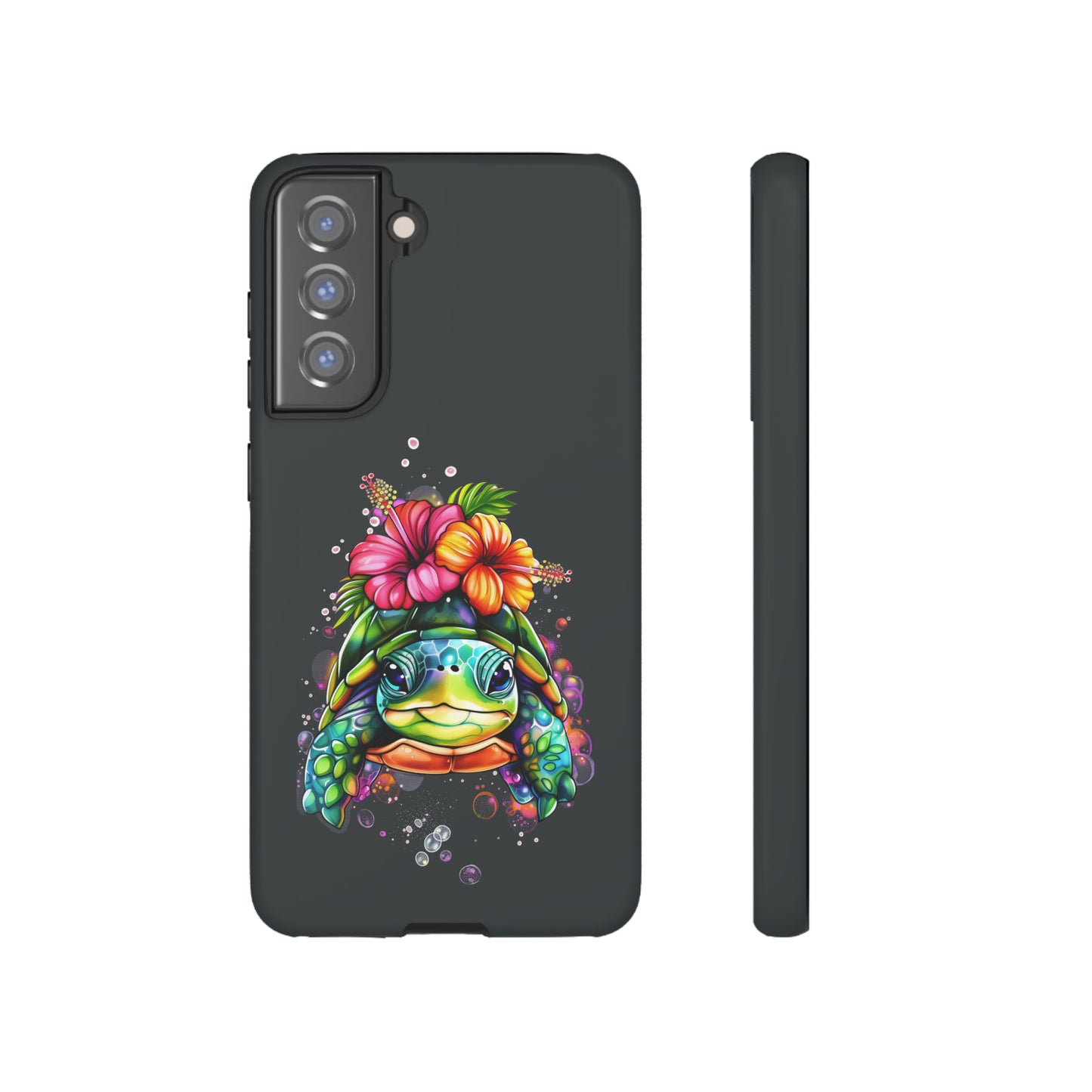 Color Splash Turtle Hawaiian Phone Case, Tropical, Hibiscus, Wireless Compatible, Protective Cell Phone Case for iPhone, Samsung, Pixel