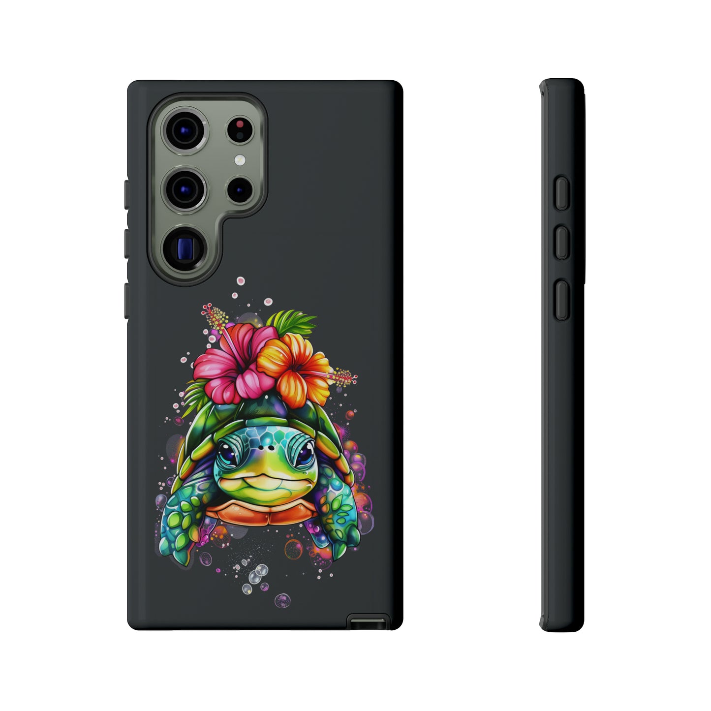 Color Splash Turtle Hawaiian Phone Case, Tropical, Hibiscus, Wireless Compatible, Protective Cell Phone Case for iPhone, Samsung, Pixel