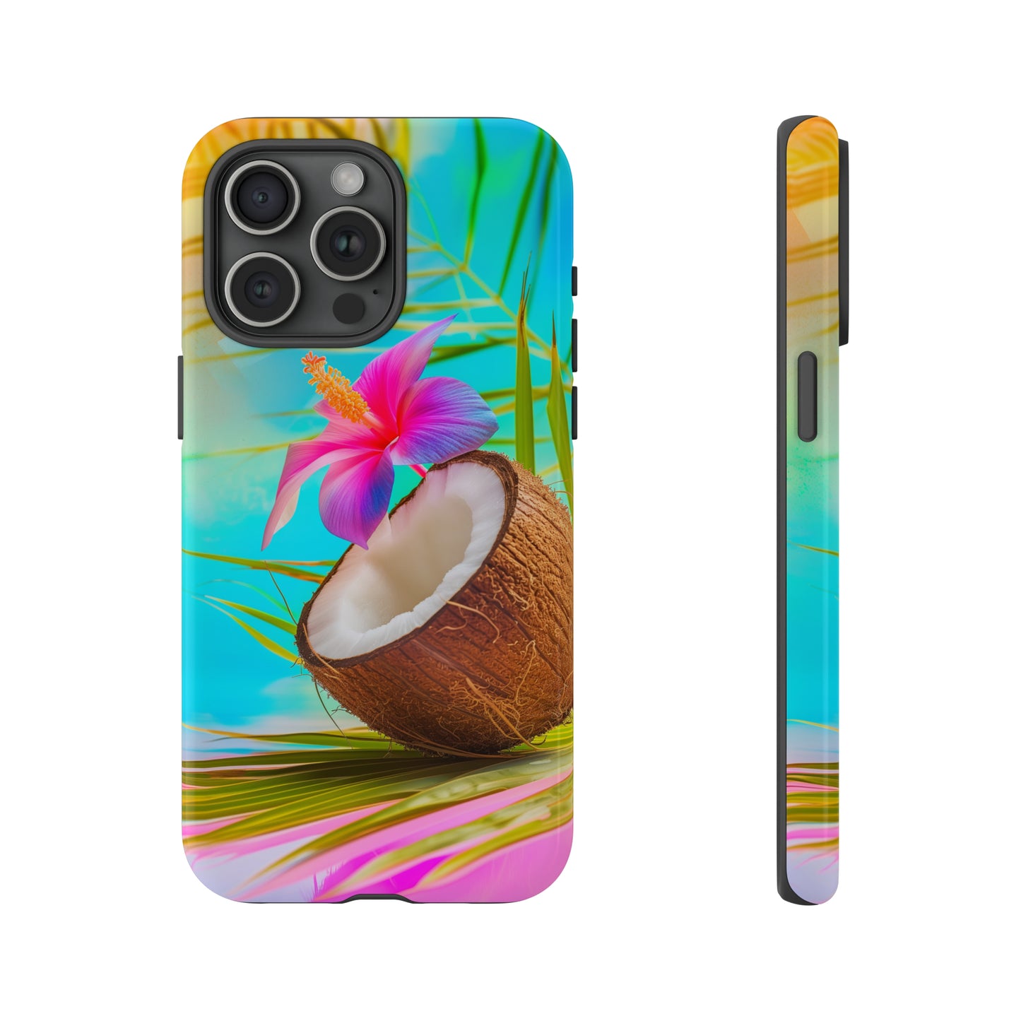 Coconut Colorful Hawaiian Tropical Phone Case, 808, Island Tropics, Wireless Compatible, Protective Cell Phone Case iPhone, Samsung, Pixel