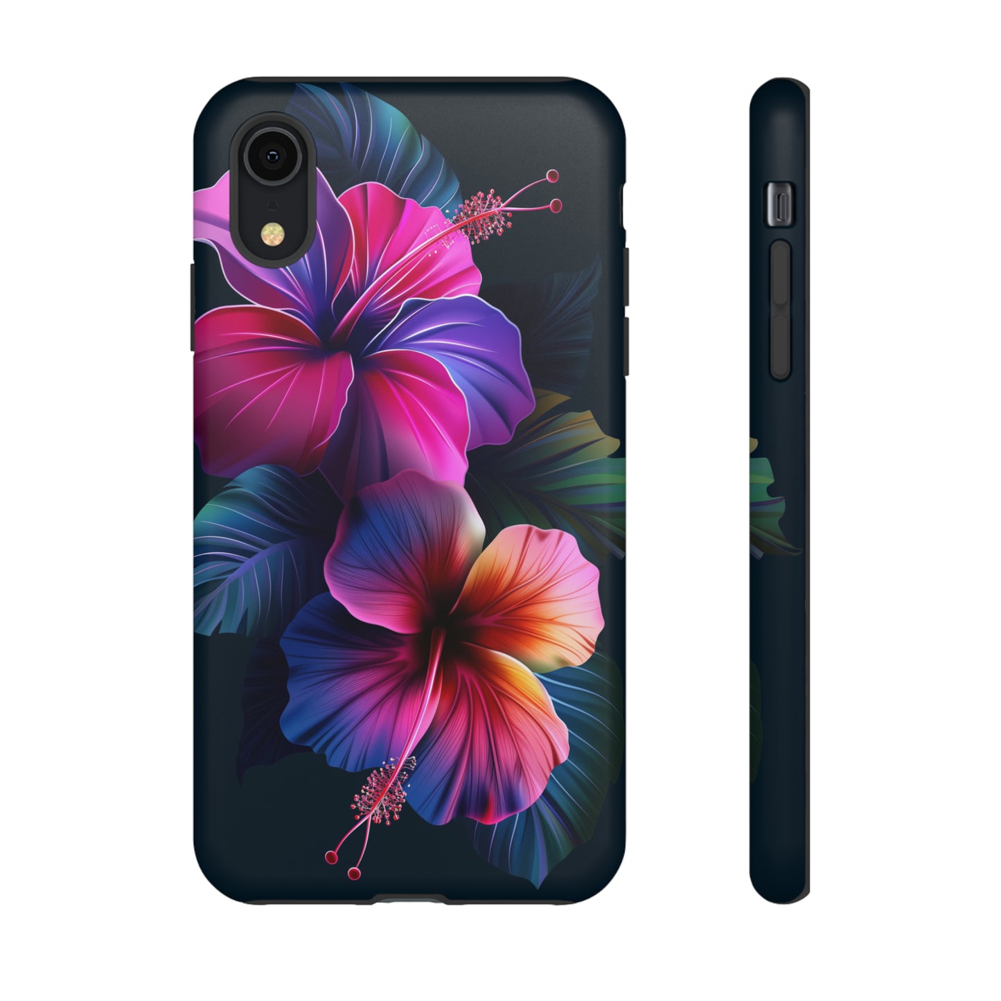 Hibiscus Neon Dark Hawaiian Tropical Phone Case, 808, Island Tropics, Wireless Compatible, Protective Cell Phone Case iPhone, Samsung, Pixel