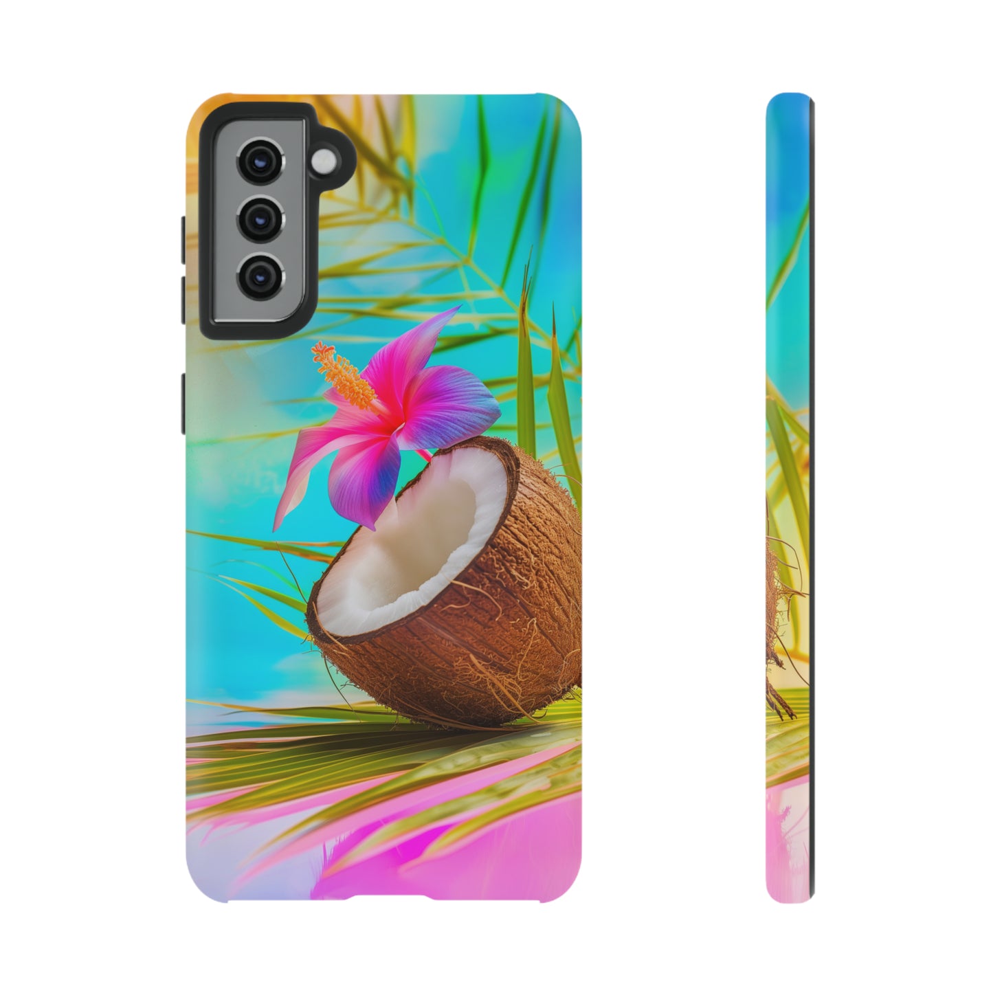 Coconut Colorful Hawaiian Tropical Phone Case, 808, Island Tropics, Wireless Compatible, Protective Cell Phone Case iPhone, Samsung, Pixel