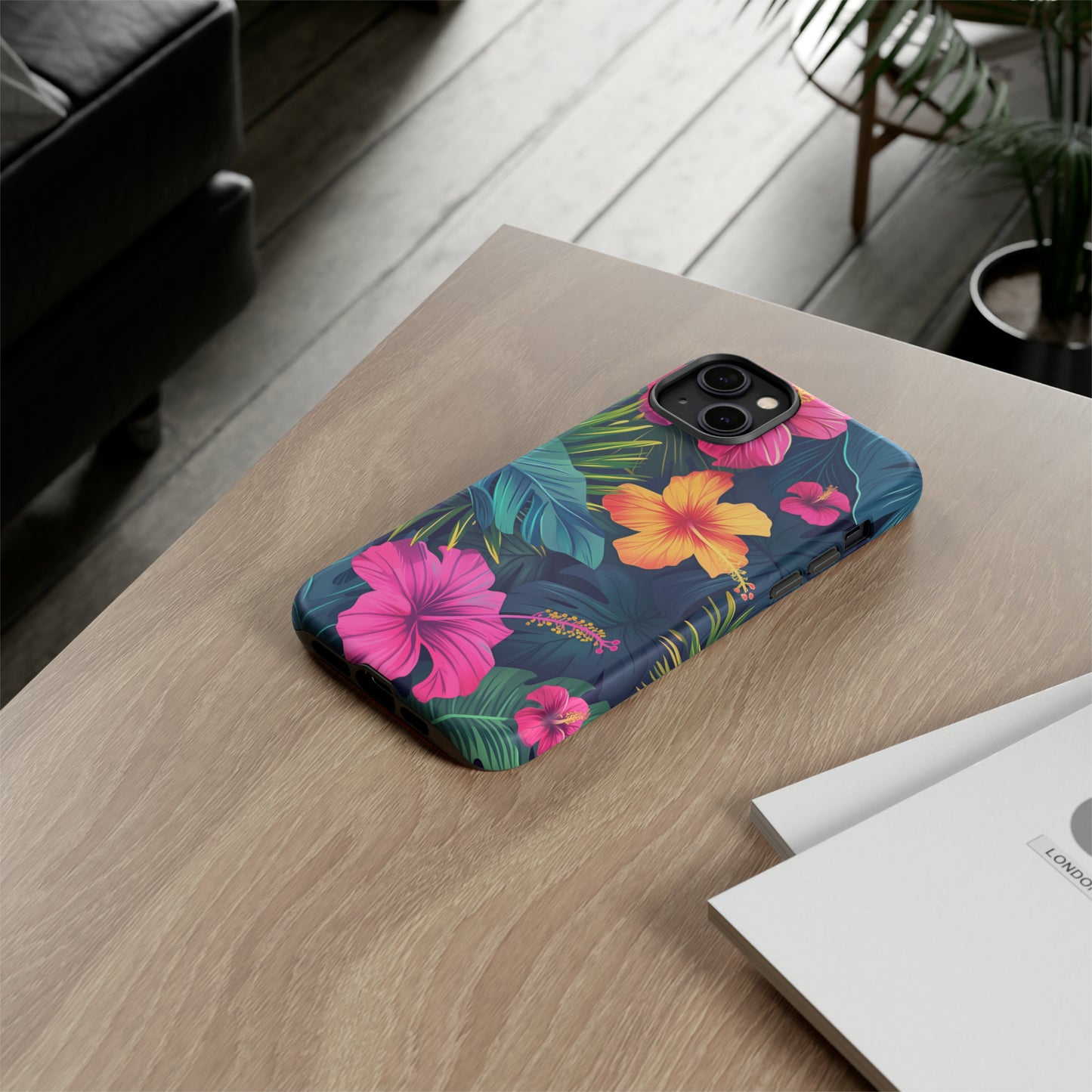 Hibiscus Dark Hawaiian Tropical Phone Case, 808, Island Tropics, Wireless Compatible, Protective Cell Phone Case iPhone, Samsung, Pixel
