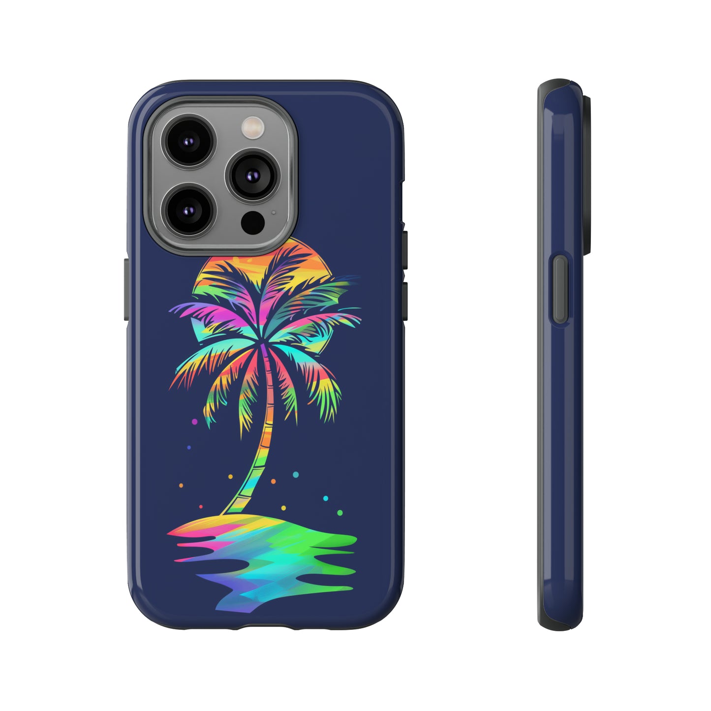 Night Palm Tree Hawaiian Phone Case, Tropical, Hibiscus, Wireless Compatible, Protective Cell Phone Case for iPhone, Samsung, Pixel phones