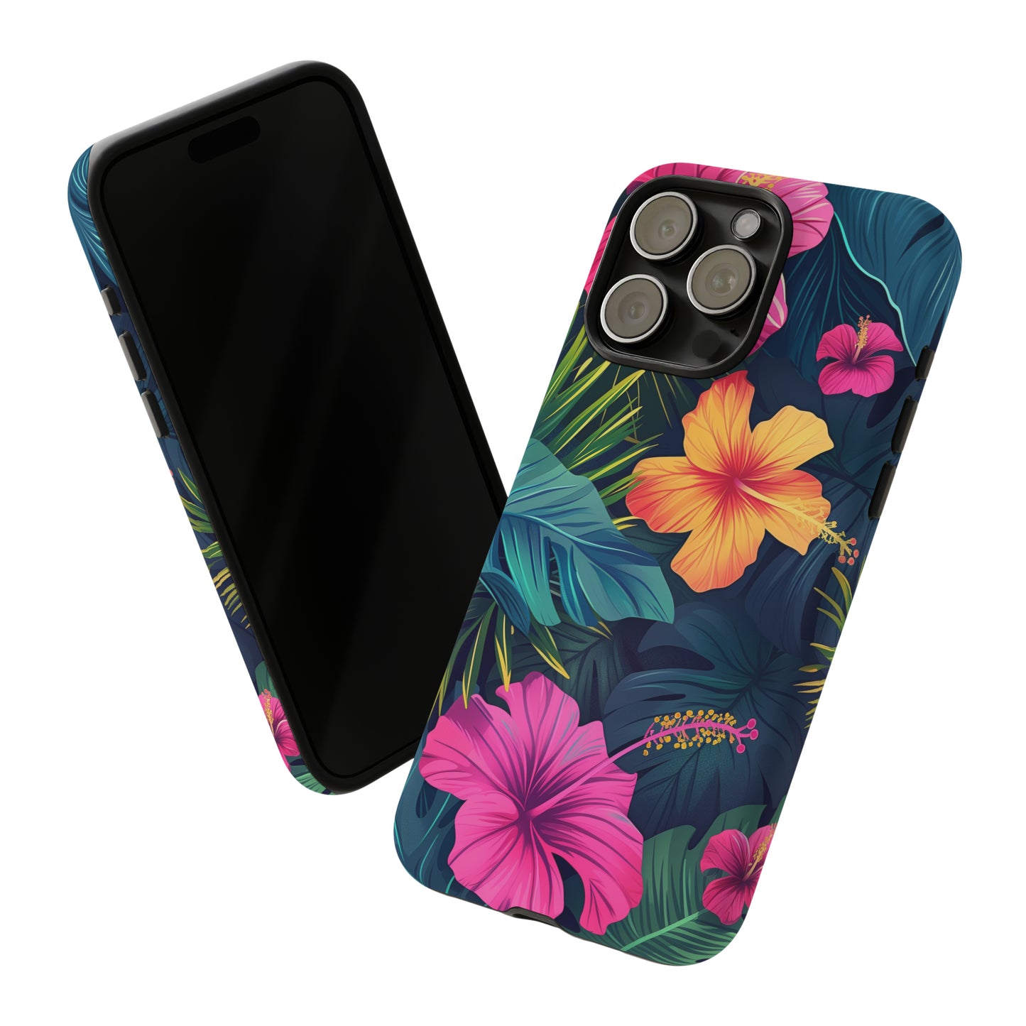 Hibiscus Dark Hawaiian Tropical Phone Case, 808, Island Tropics, Wireless Compatible, Protective Cell Phone Case iPhone, Samsung, Pixel