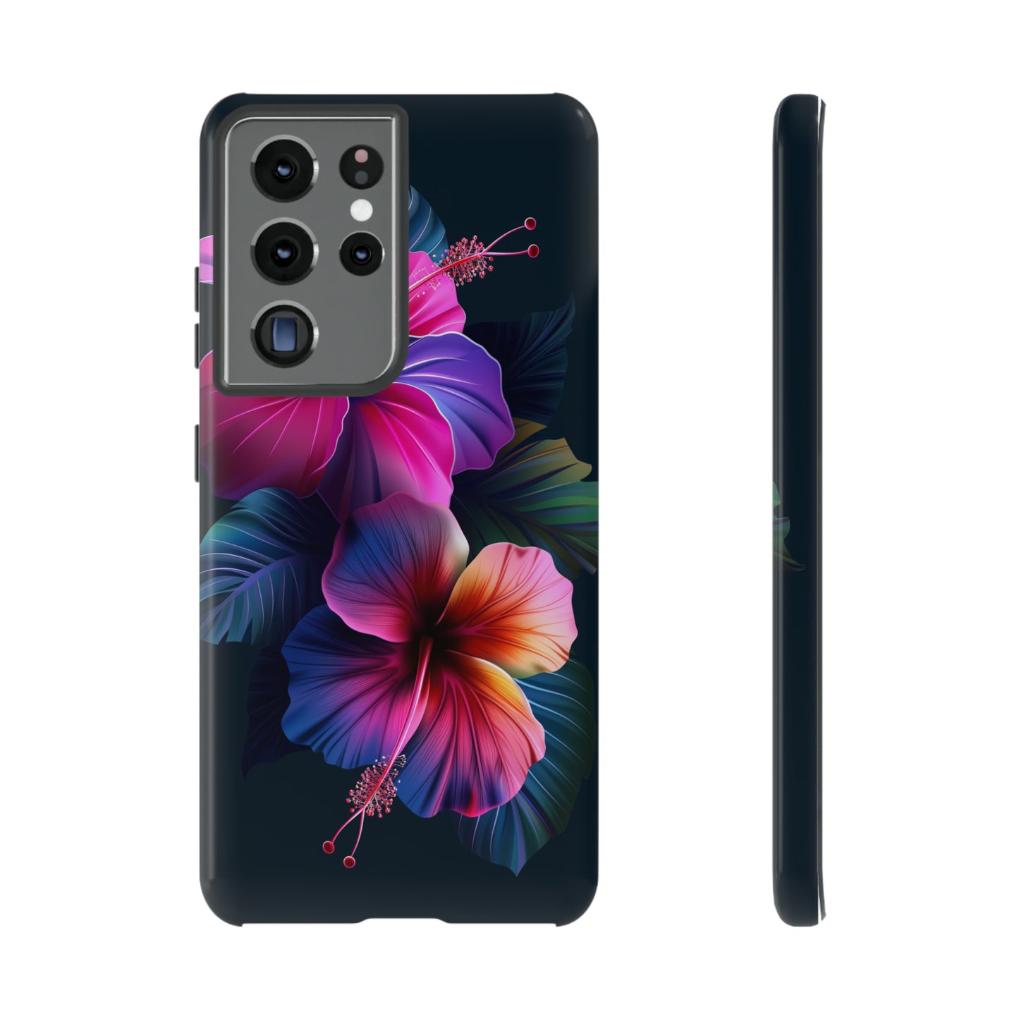 Hibiscus Neon Dark Hawaiian Tropical Phone Case, 808, Island Tropics, Wireless Compatible, Protective Cell Phone Case iPhone, Samsung, Pixel