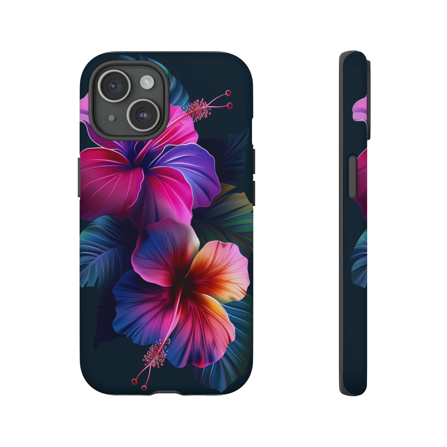 Hibiscus Neon Dark Hawaiian Tropical Phone Case, 808, Island Tropics, Wireless Compatible, Protective Cell Phone Case iPhone, Samsung, Pixel