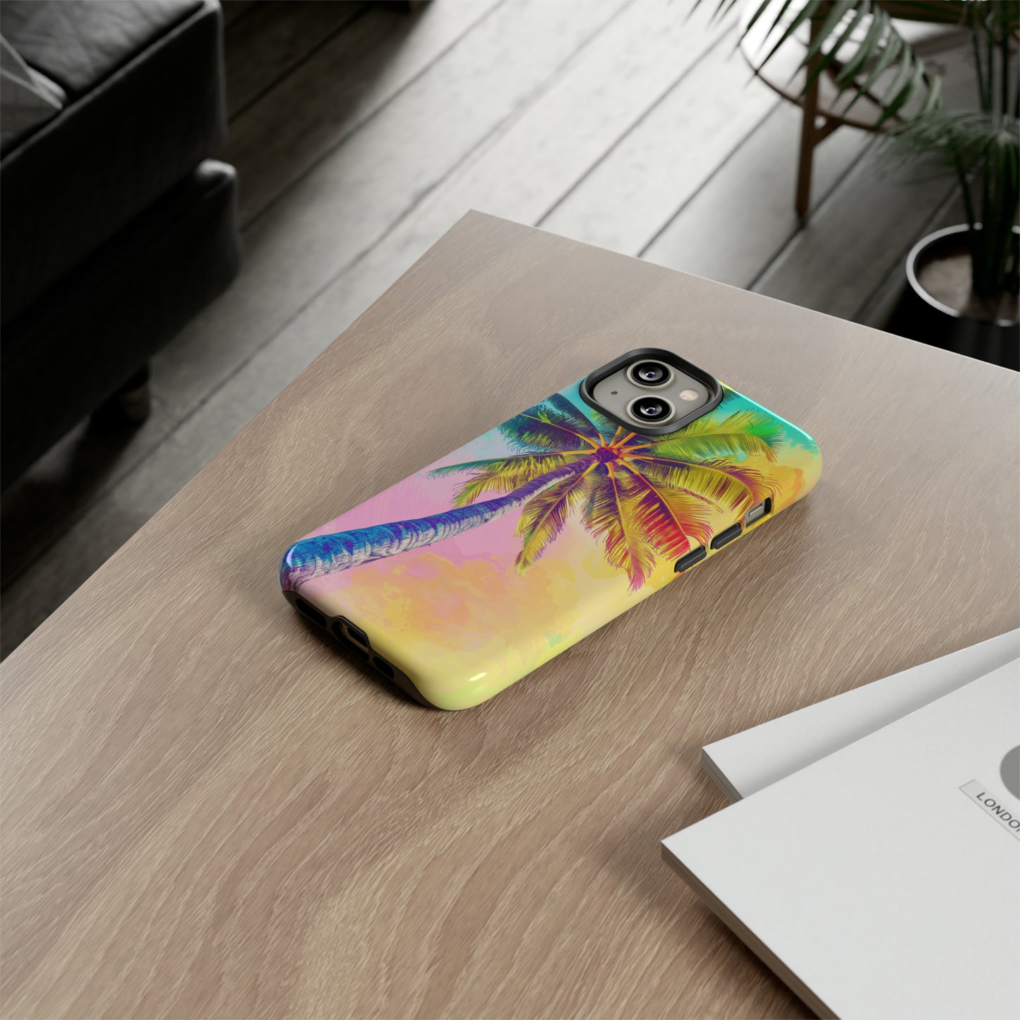 Palm Tree Colorful Hawaiian Tropical Phone Case, 808, Island Tropics, Wireless Compatible, Protective Cell Phone Case iPhone, Samsung, Pixel