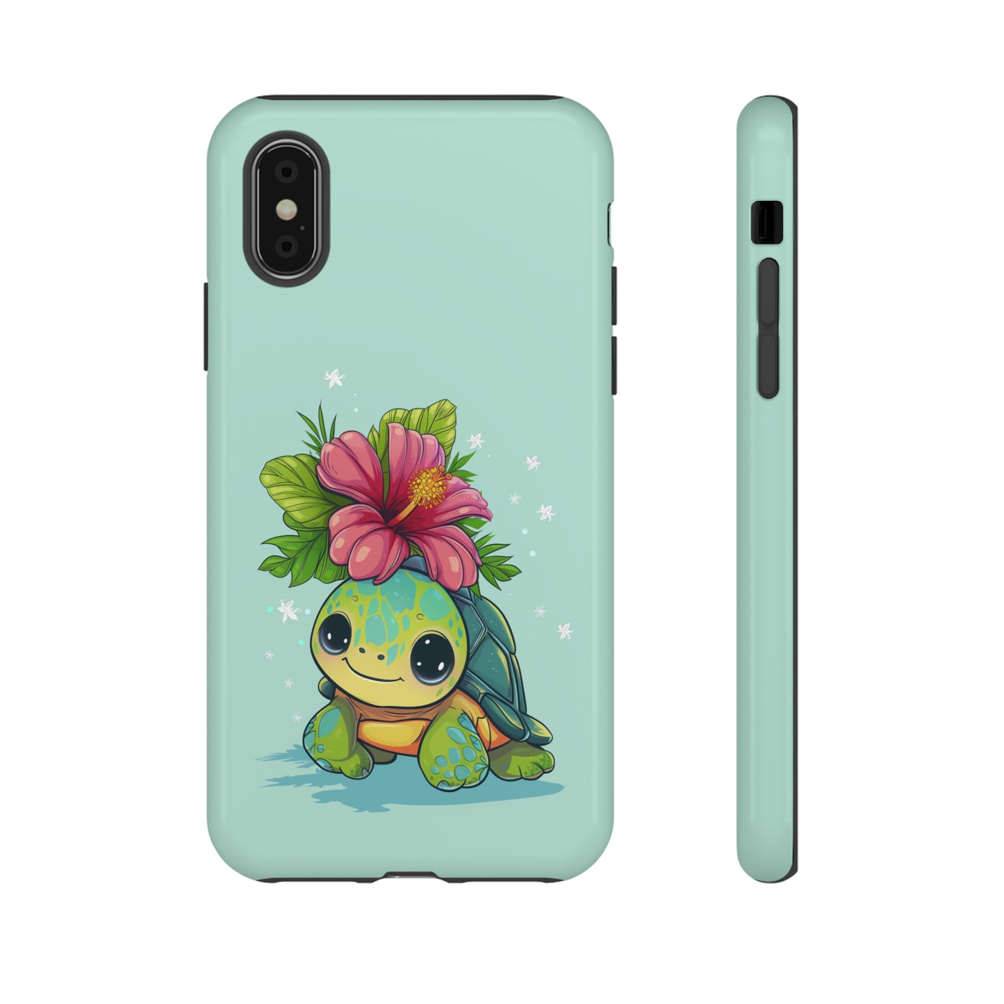 Cute Turtle Hawaiian Phone Case, Tropical, Hibiscus, Wireless Compatible, Protective Cell Phone Case for iPhone, Samsung, Pixel phones