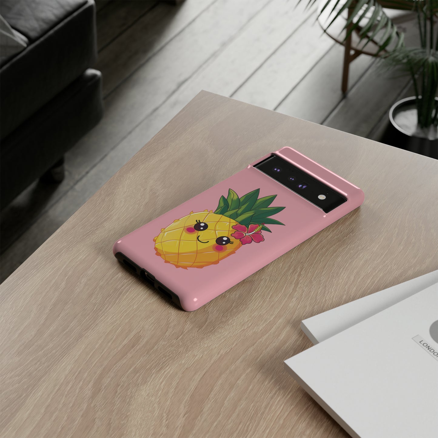 Cute Pineapple Hawaiian Phone Case, Tropical, Hibiscus, Wireless Compatible, Protective Cell Phone Case for iPhone, Samsung, Pixel phones