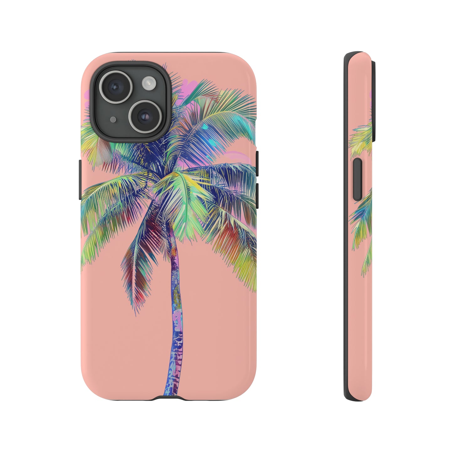 Pink Palm Tree Hawaiian Phone Case, Tropical, Hibiscus, Wireless Compatible, Protective Cell Phone Case for iPhone, Samsung, Pixel phones