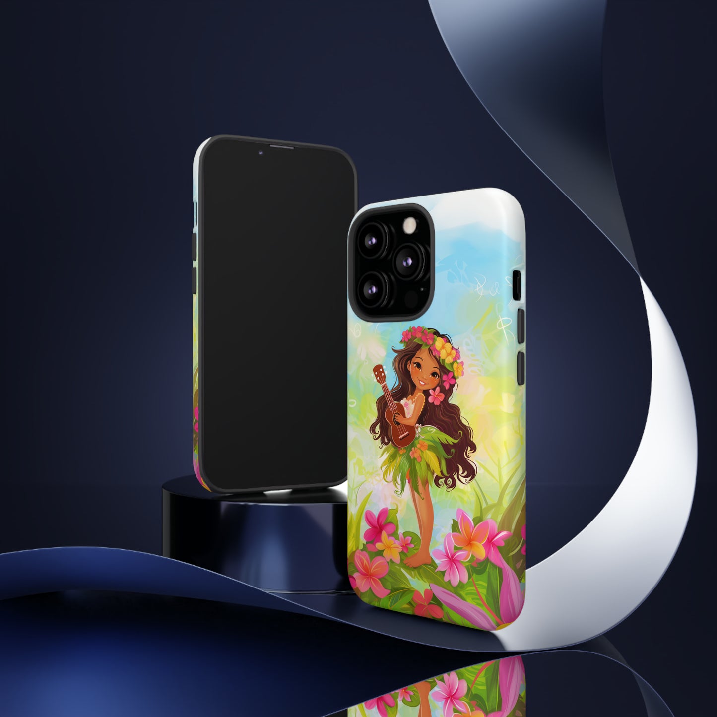 Cute Hula Girl Hawaiian Phone Case, Tropical, Hibiscus, Wireless Compatible, Protective Cell Phone Case for iPhone, Samsung, Pixel phones