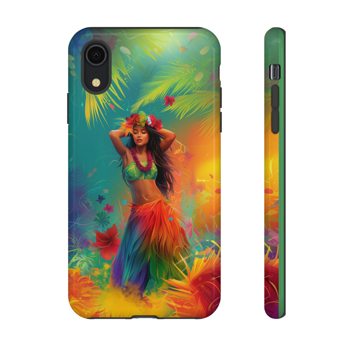 Hula Girl Hawaiian Phone Case, Tropical, Hibiscus, Wireless Compatible, Protective Cell Phone Case for iPhone, Samsung, Pixel phones