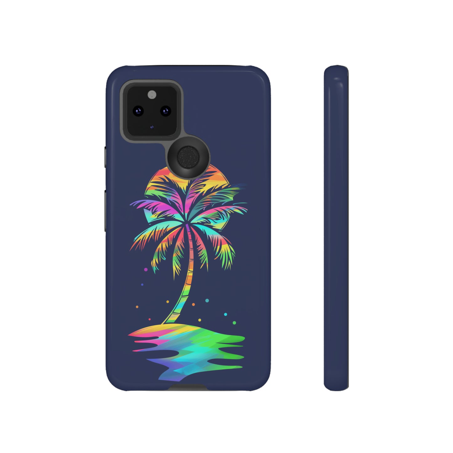 Night Palm Tree Hawaiian Phone Case, Tropical, Hibiscus, Wireless Compatible, Protective Cell Phone Case for iPhone, Samsung, Pixel phones
