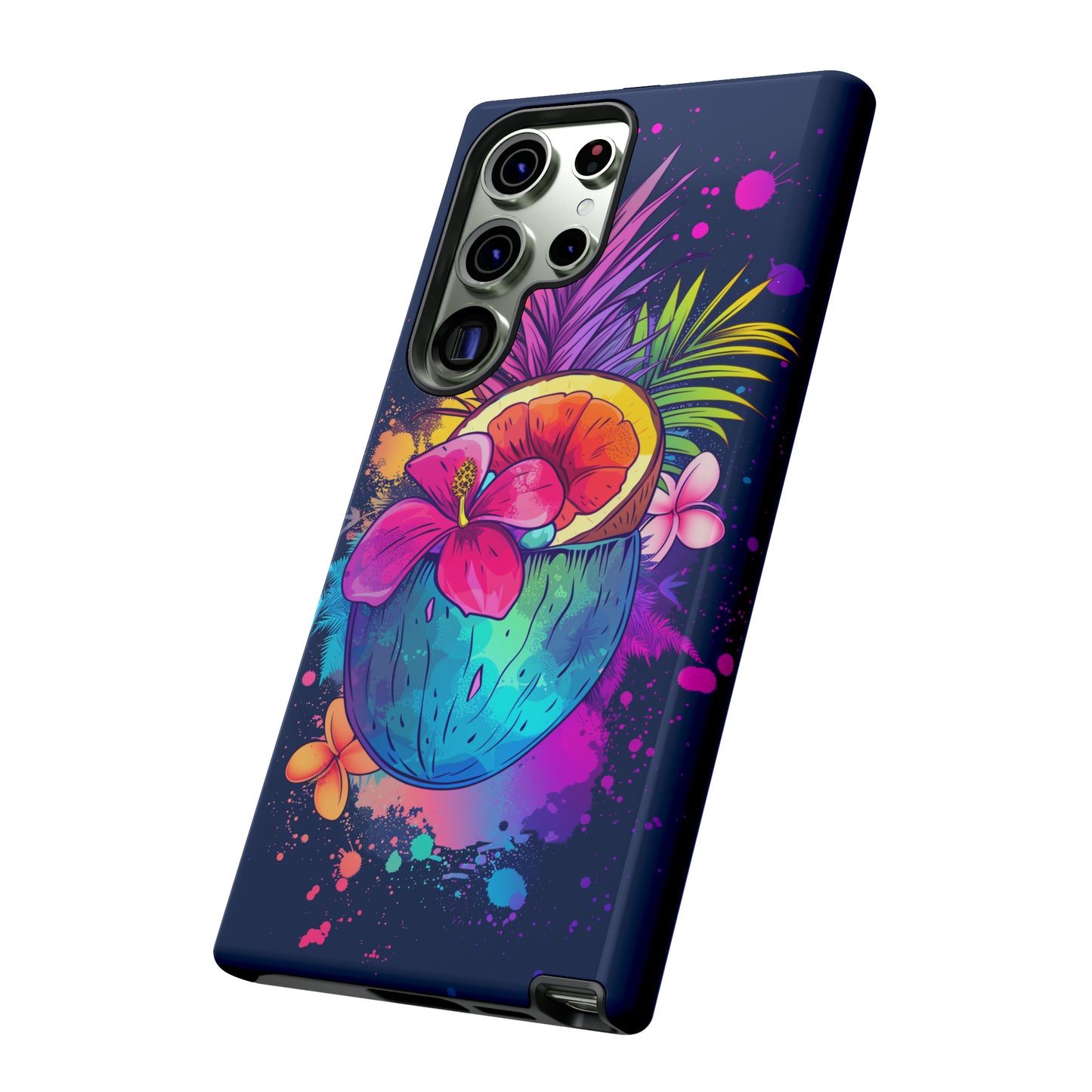 Coconut Dark Colorful Hawaiian Tropical Phone Case, Island Tropics, Wireless Compatible, Protective Cell Phone Case iPhone, Samsung, Pixel