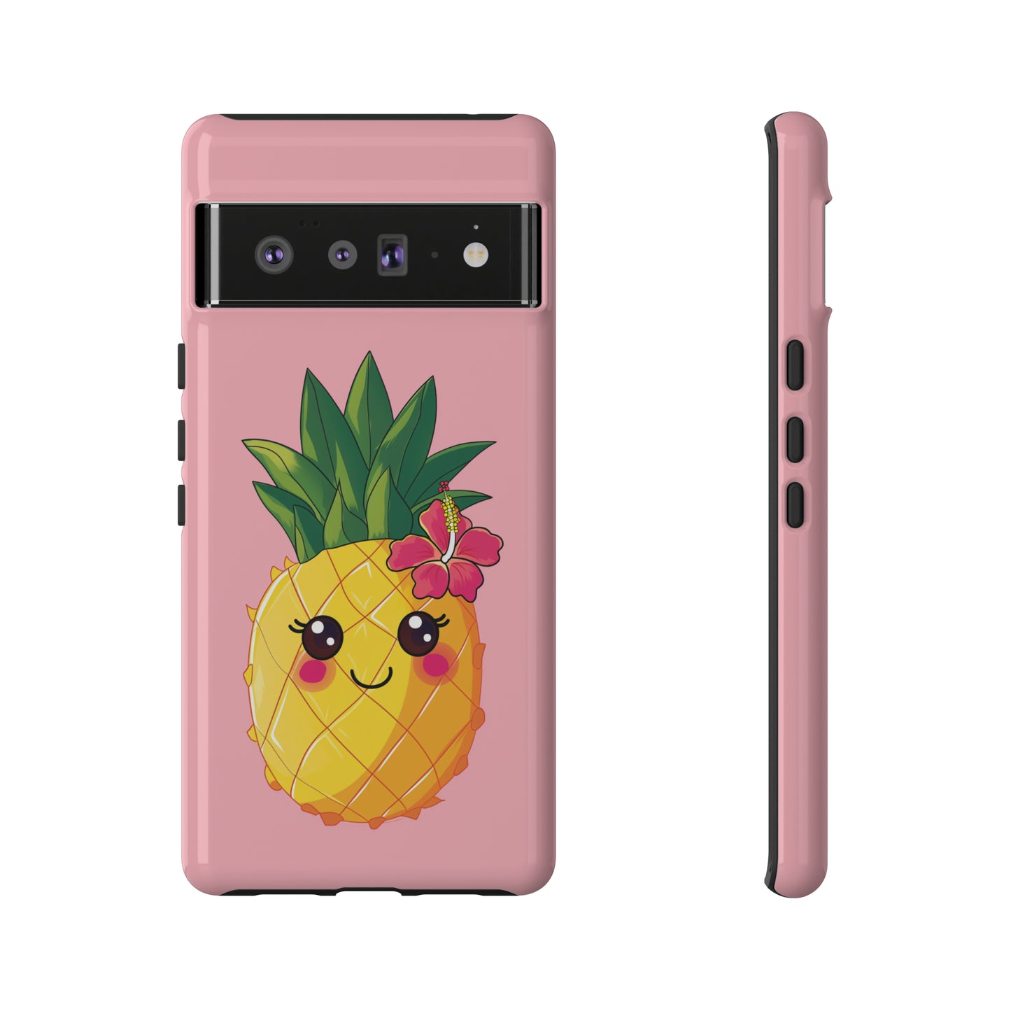 Cute Pineapple Hawaiian Phone Case, Tropical, Hibiscus, Wireless Compatible, Protective Cell Phone Case for iPhone, Samsung, Pixel phones