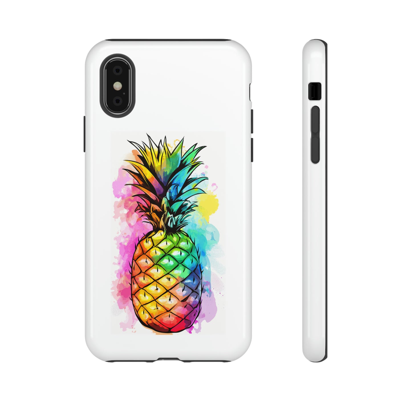 Color Splash Pineapple Hawaiian Phone Case, Tropical, Hibiscus, Wireless Compatible, Protective Cell Phone Case for iPhone, Samsung, Pixel