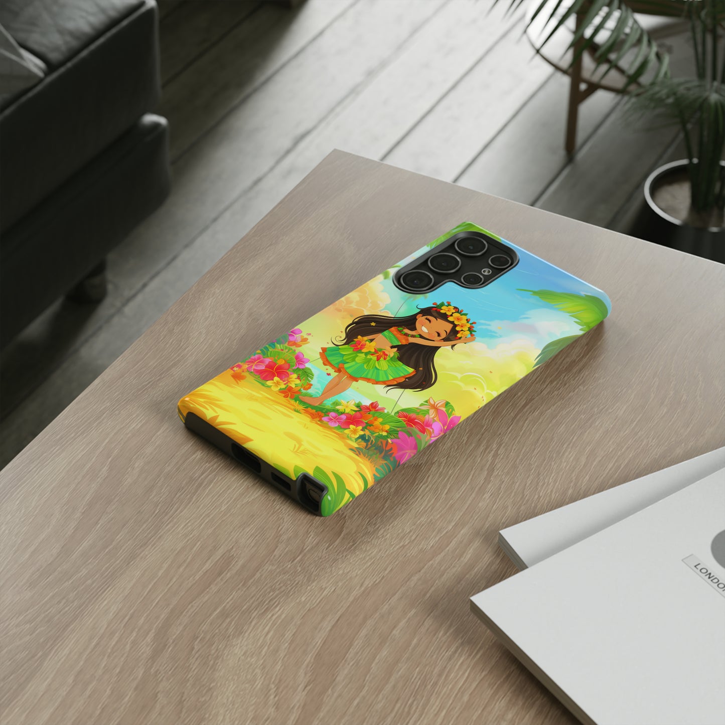 Cute Hula Girl Hawaiian Phone Case, Tropical, Hibiscus, Wireless Compatible, Protective Cell Phone Case for iPhone, Samsung, Pixel phones