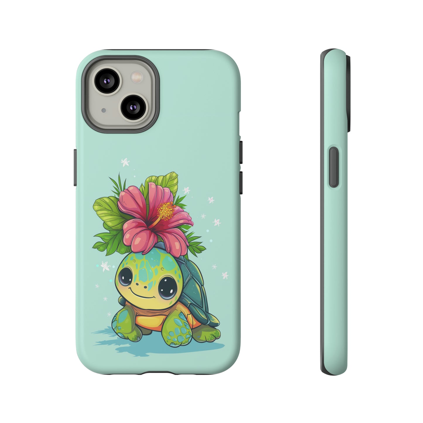Cute Turtle Hawaiian Phone Case, Tropical, Hibiscus, Wireless Compatible, Protective Cell Phone Case for iPhone, Samsung, Pixel phones
