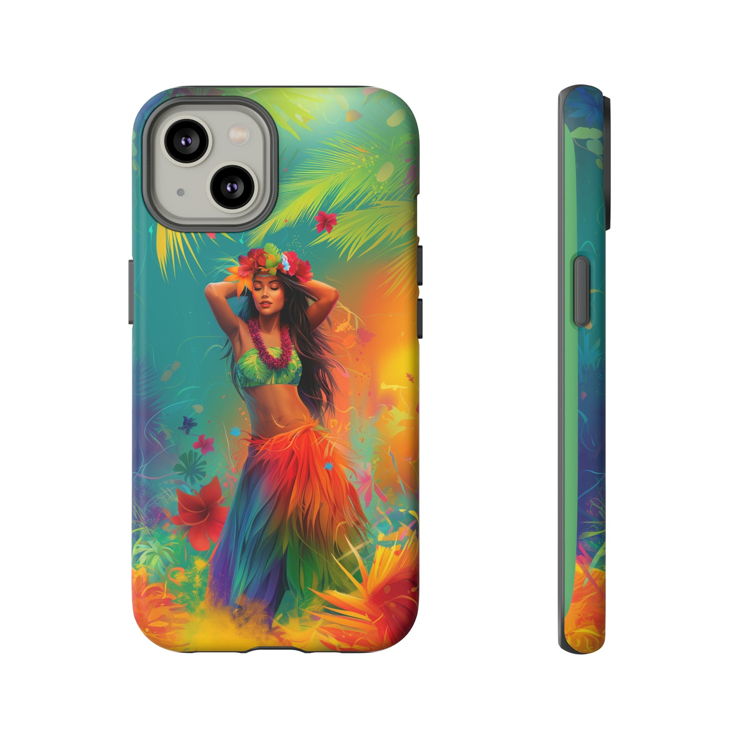 Hula Girl Hawaiian Phone Case, Tropical, Hibiscus, Wireless Compatible, Protective Cell Phone Case for iPhone, Samsung, Pixel phones