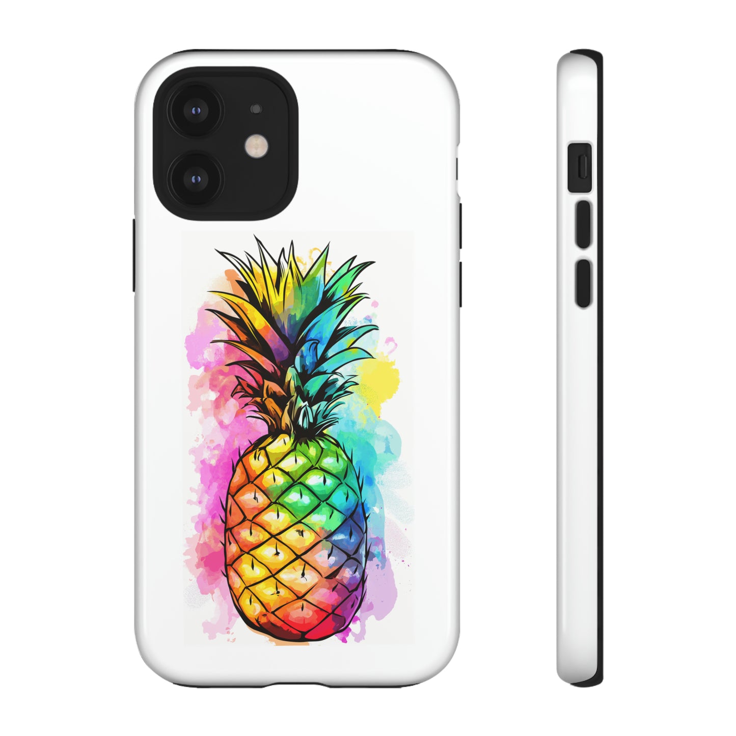 Color Splash Pineapple Hawaiian Phone Case, Tropical, Hibiscus, Wireless Compatible, Protective Cell Phone Case for iPhone, Samsung, Pixel