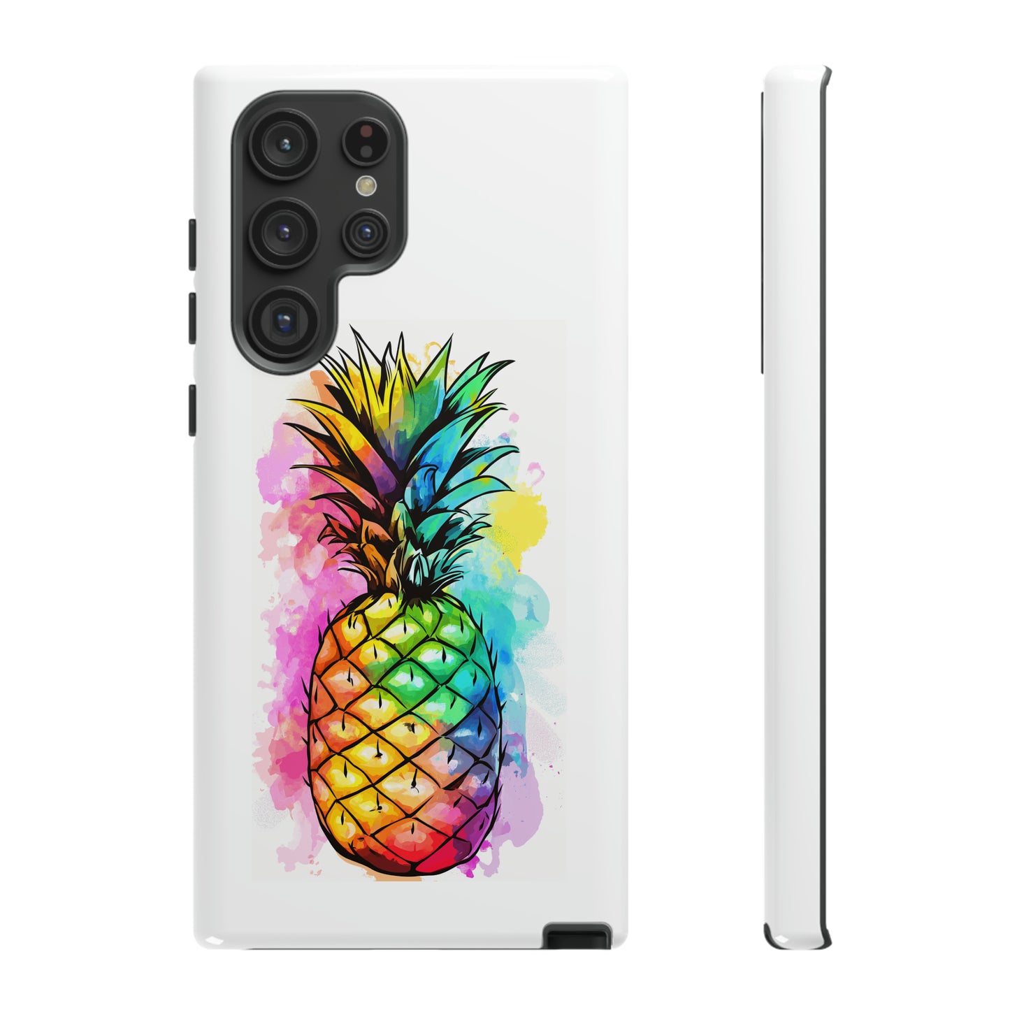 Color Splash Pineapple Hawaiian Phone Case, Tropical, Hibiscus, Wireless Compatible, Protective Cell Phone Case for iPhone, Samsung, Pixel