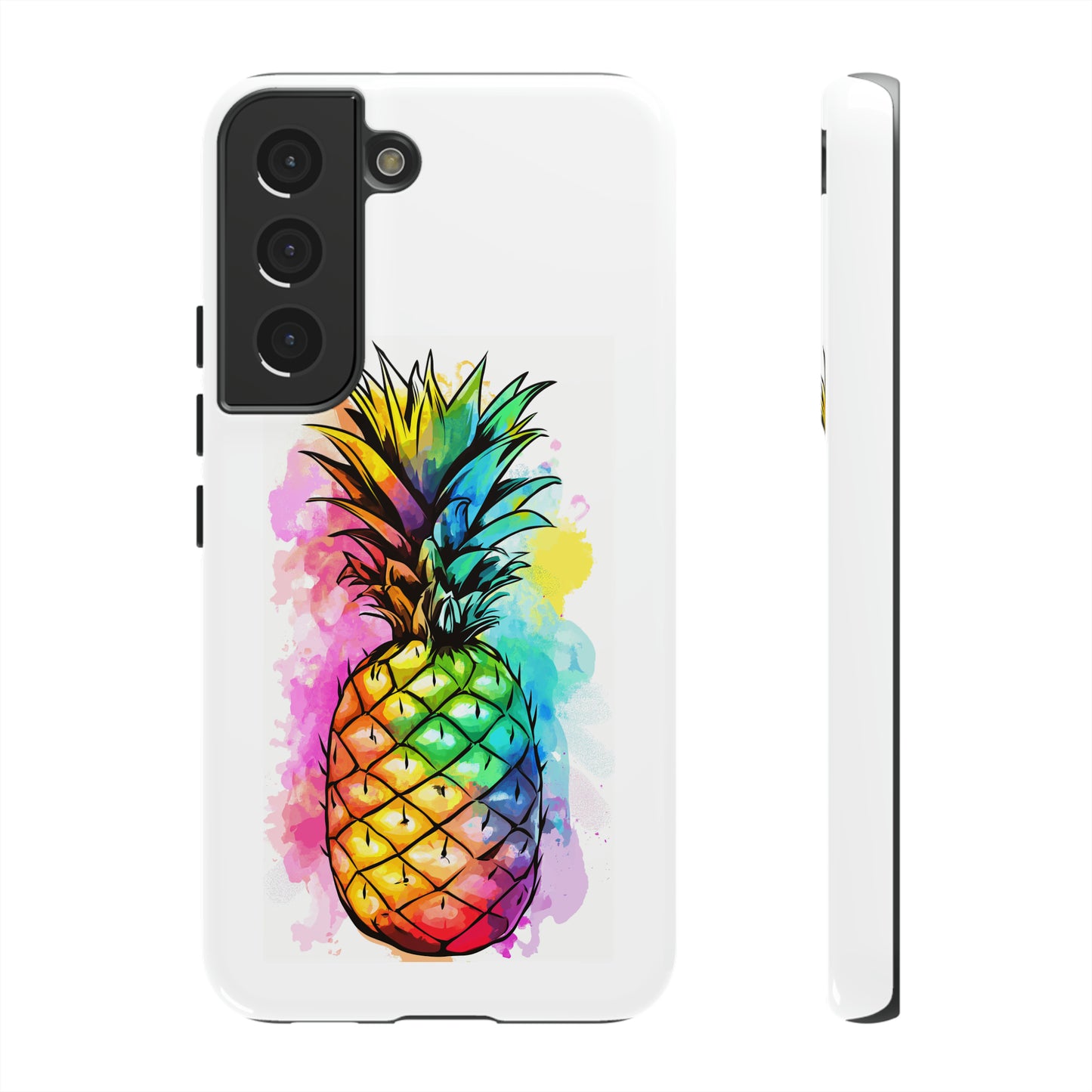 Color Splash Pineapple Hawaiian Phone Case, Tropical, Hibiscus, Wireless Compatible, Protective Cell Phone Case for iPhone, Samsung, Pixel