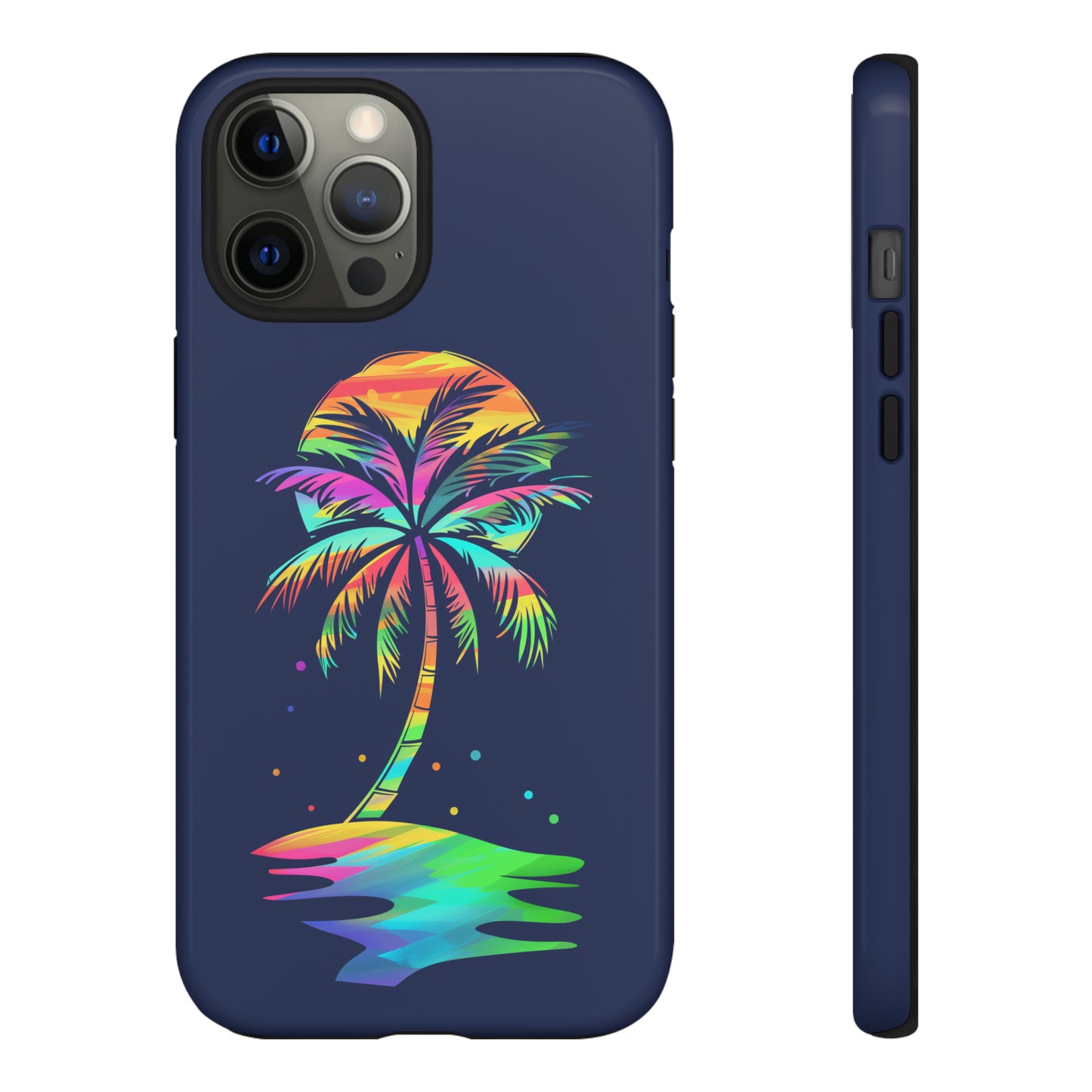 Night Palm Tree Hawaiian Phone Case, Tropical, Hibiscus, Wireless Compatible, Protective Cell Phone Case for iPhone, Samsung, Pixel phones