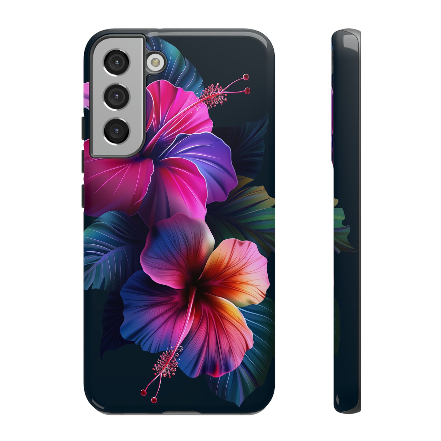 Hibiscus Neon Dark Hawaiian Tropical Phone Case, 808, Island Tropics, Wireless Compatible, Protective Cell Phone Case iPhone, Samsung, Pixel