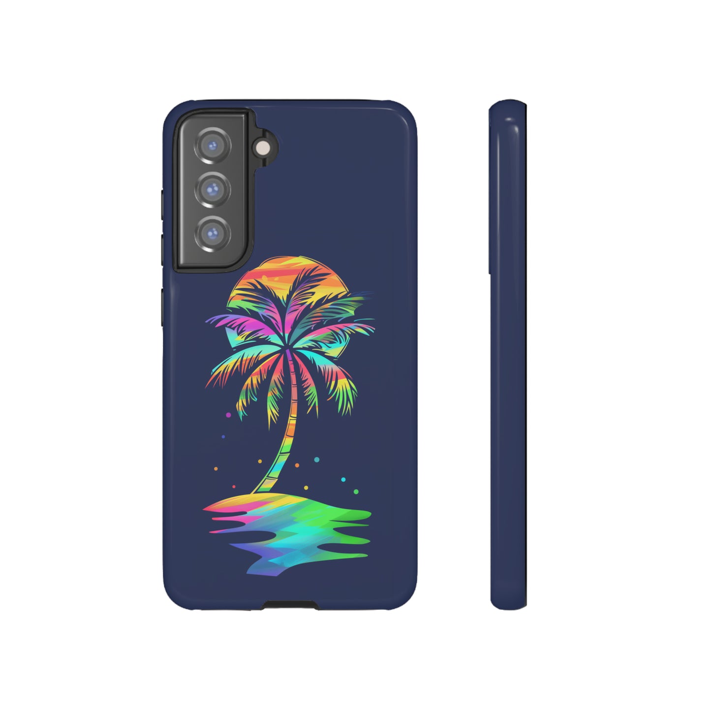 Night Palm Tree Hawaiian Phone Case, Tropical, Hibiscus, Wireless Compatible, Protective Cell Phone Case for iPhone, Samsung, Pixel phones