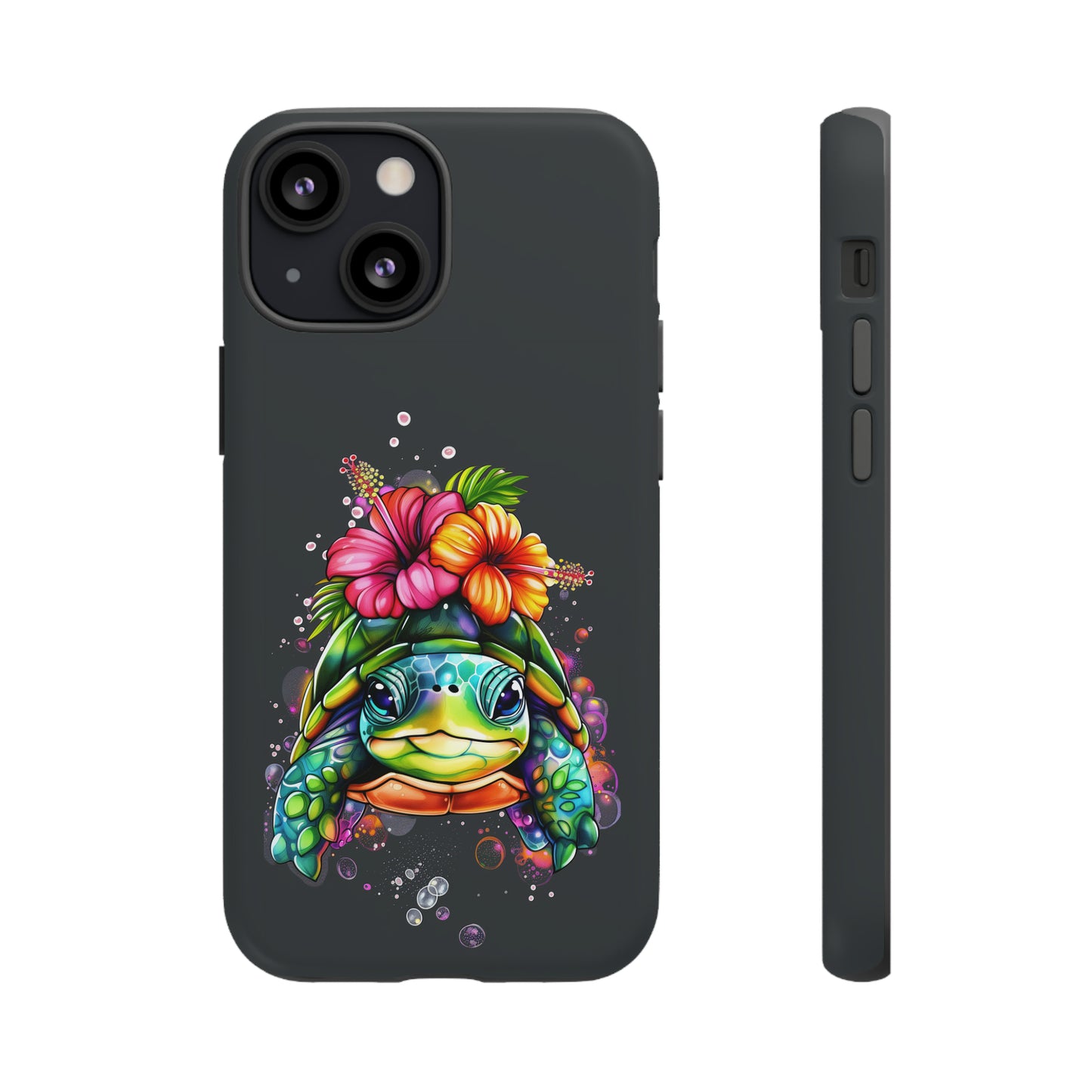Color Splash Turtle Hawaiian Phone Case, Tropical, Hibiscus, Wireless Compatible, Protective Cell Phone Case for iPhone, Samsung, Pixel