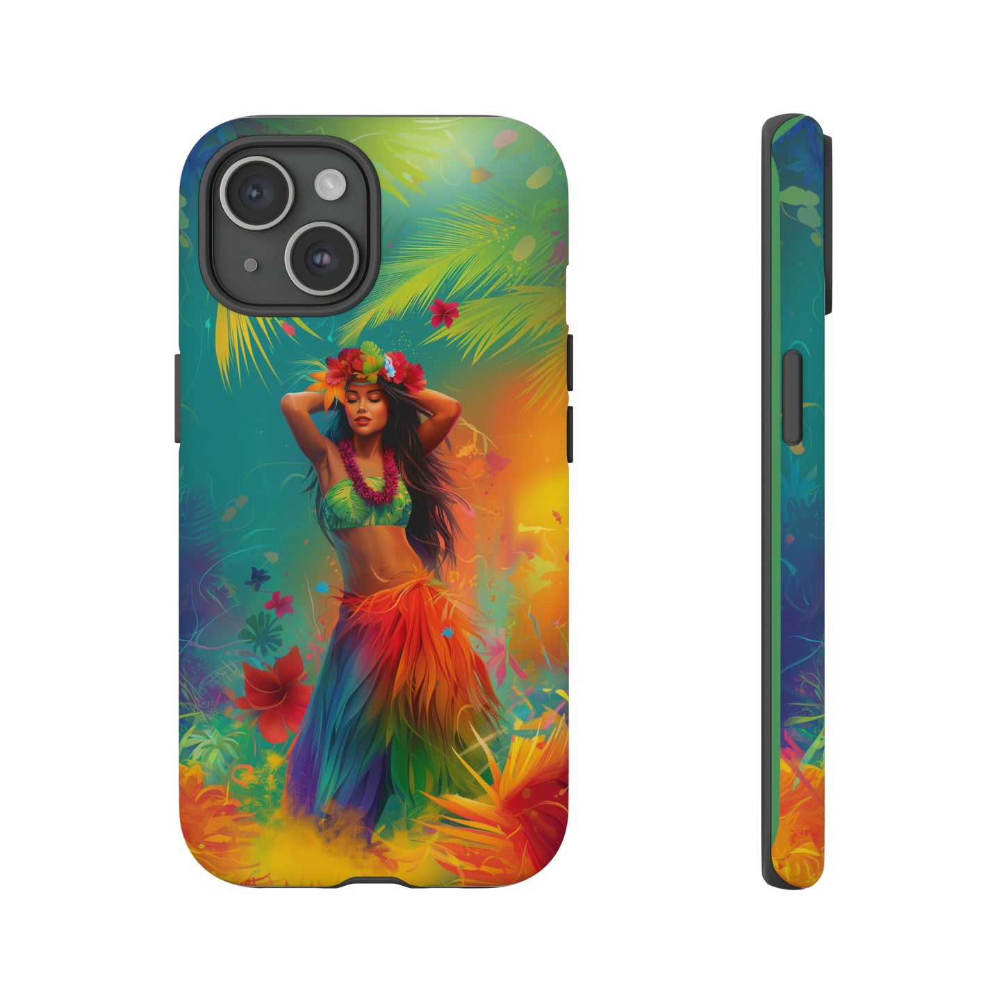 Hula Girl Hawaiian Phone Case, Tropical, Hibiscus, Wireless Compatible, Protective Cell Phone Case for iPhone, Samsung, Pixel phones
