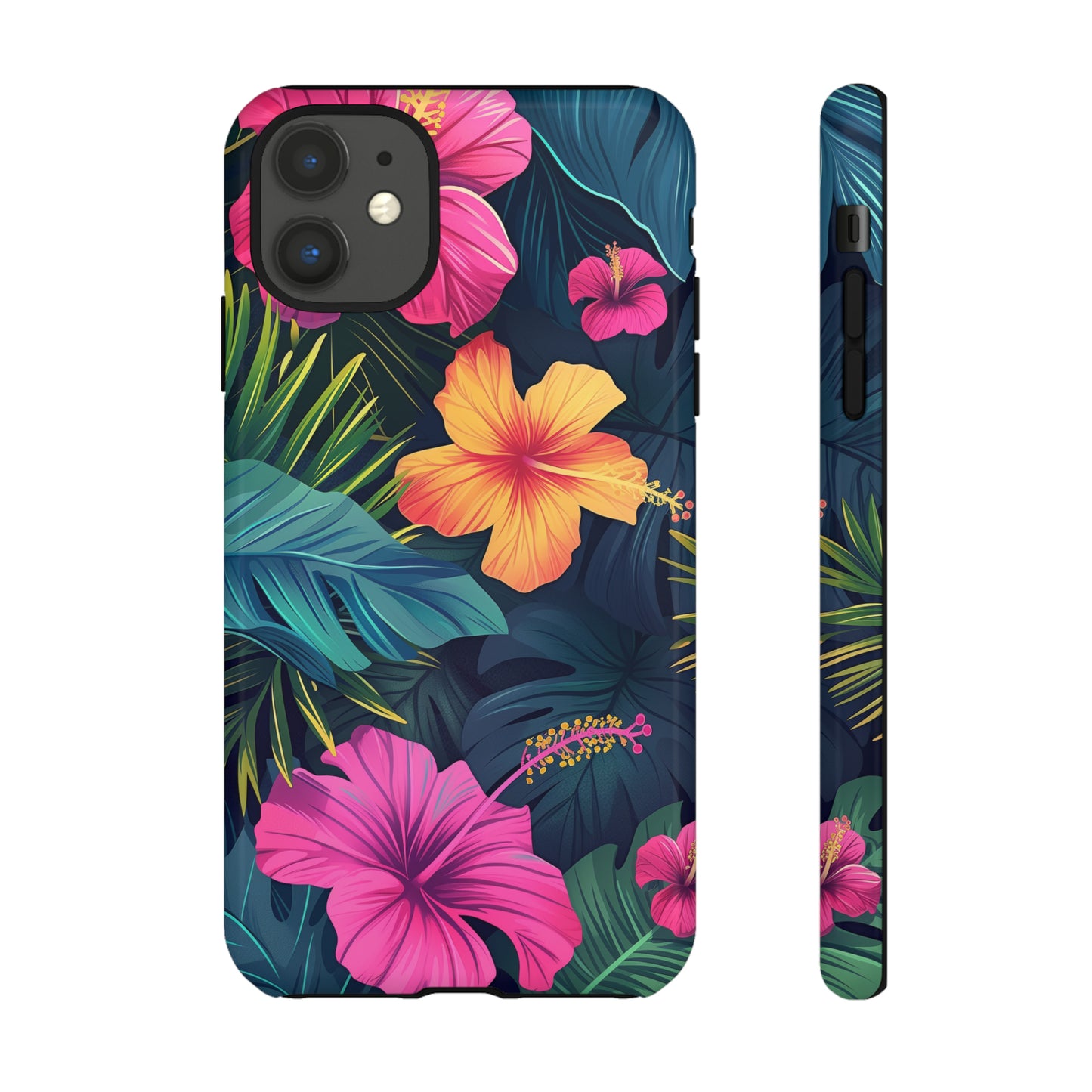 Hibiscus Dark Hawaiian Tropical Phone Case, 808, Island Tropics, Wireless Compatible, Protective Cell Phone Case iPhone, Samsung, Pixel