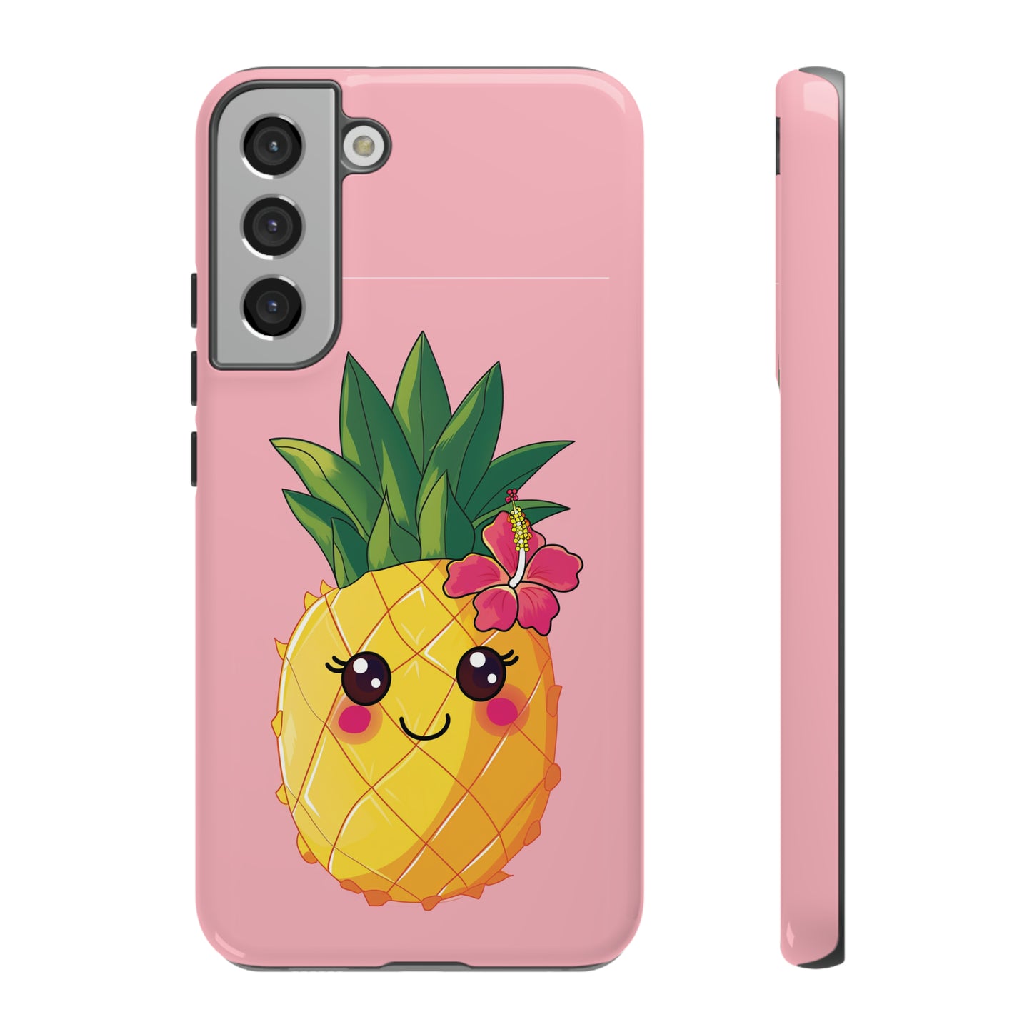 Cute Pineapple Hawaiian Phone Case, Tropical, Hibiscus, Wireless Compatible, Protective Cell Phone Case for iPhone, Samsung, Pixel phones