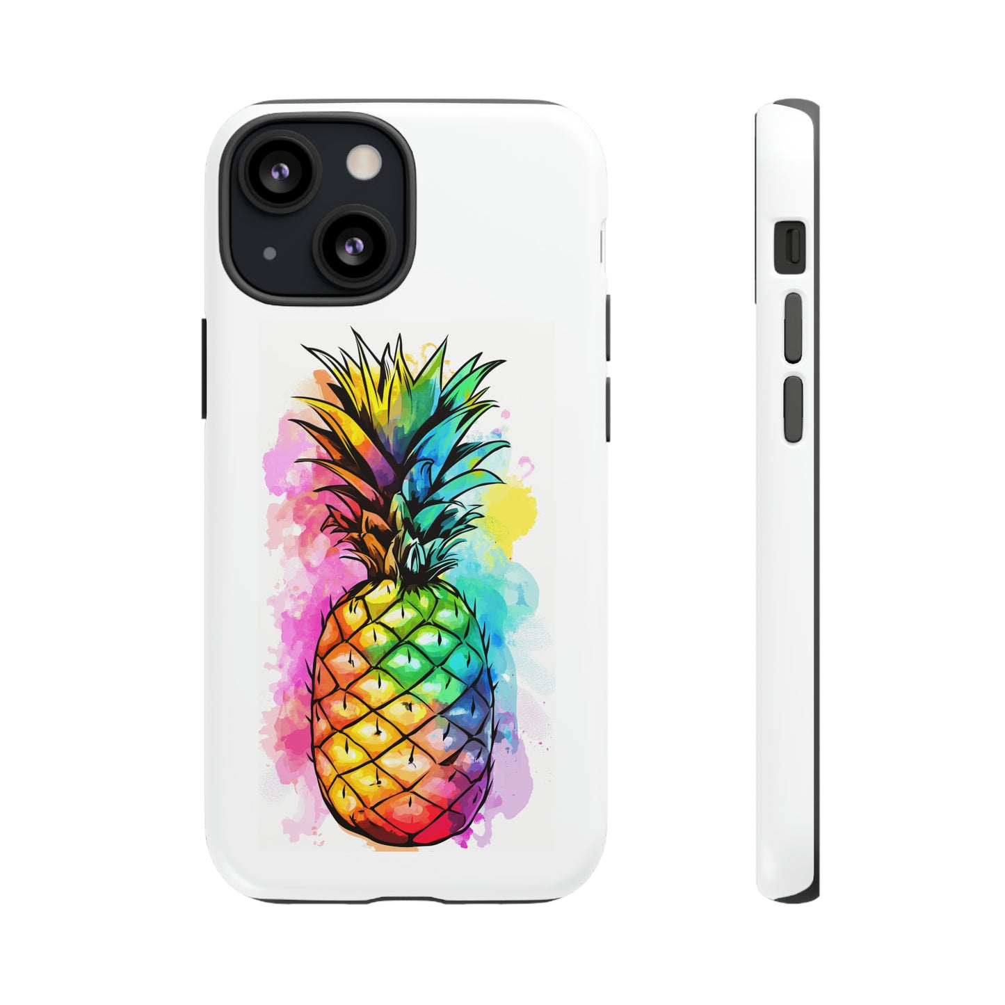Color Splash Pineapple Hawaiian Phone Case, Tropical, Hibiscus, Wireless Compatible, Protective Cell Phone Case for iPhone, Samsung, Pixel
