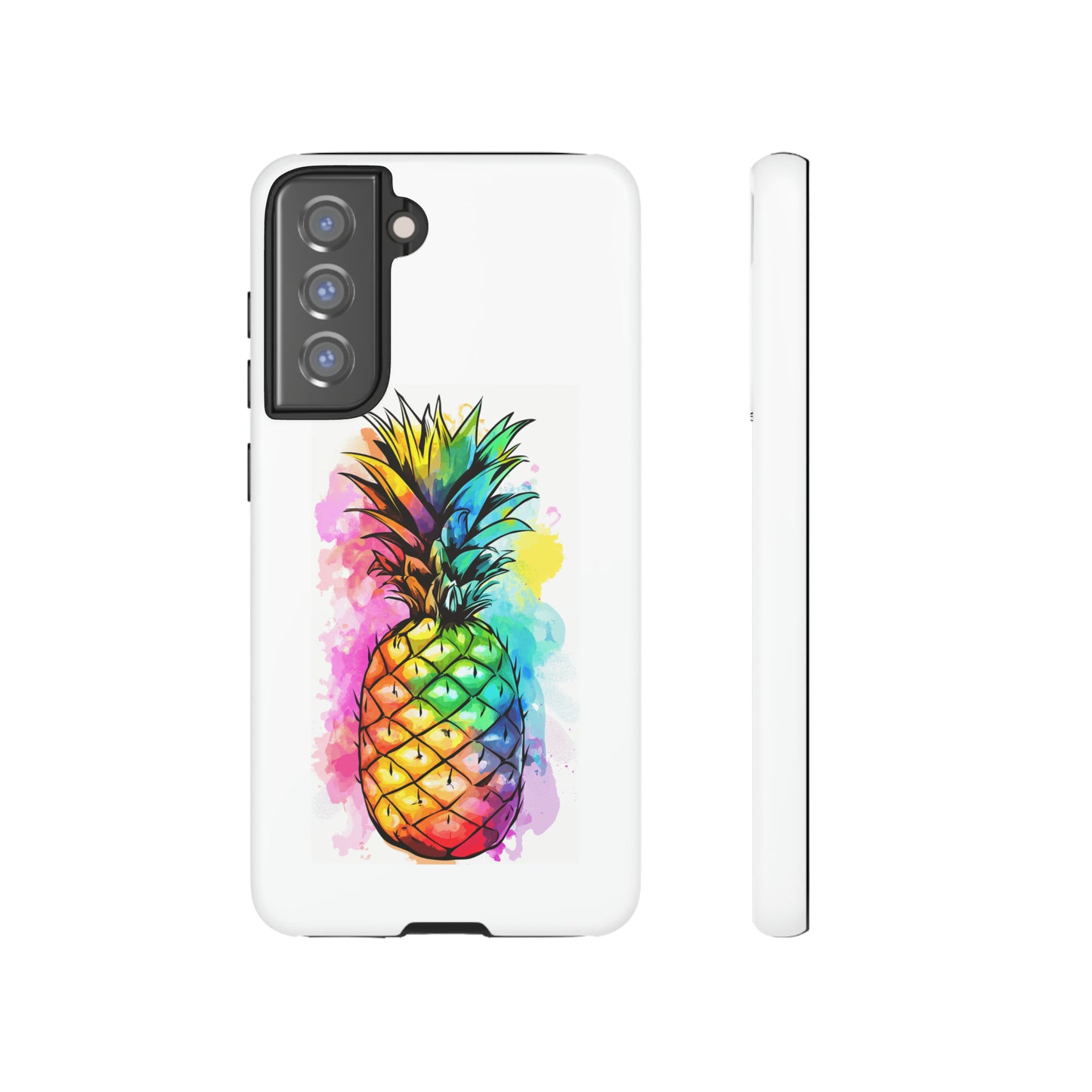 Color Splash Pineapple Hawaiian Phone Case, Tropical, Hibiscus, Wireless Compatible, Protective Cell Phone Case for iPhone, Samsung, Pixel
