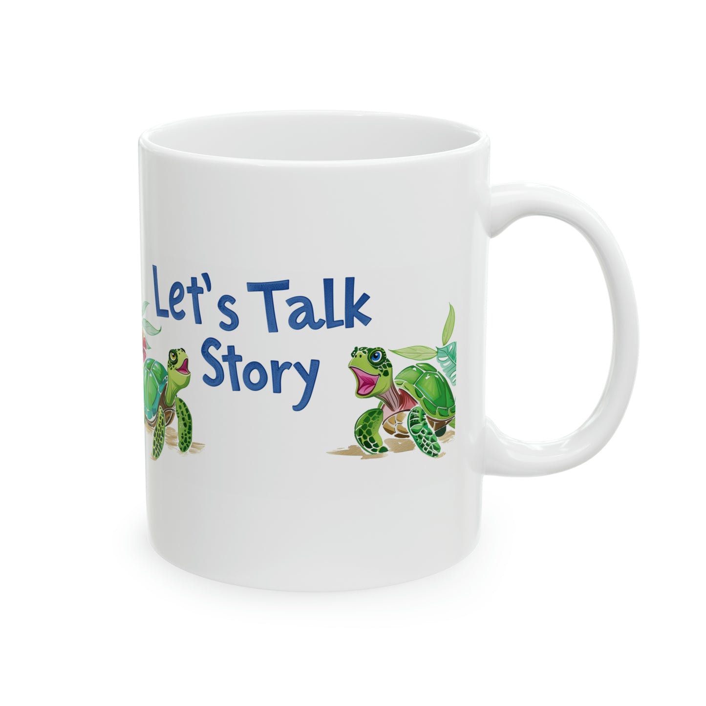 Let's Talk Story Turtles Honu Happy Hawaiian Ceramic Mug 11oz, Hawaii Mug, HI Mug, Aloha Mug, 808 Mug, Island Mug, Tropical Mug, Coffee Mug