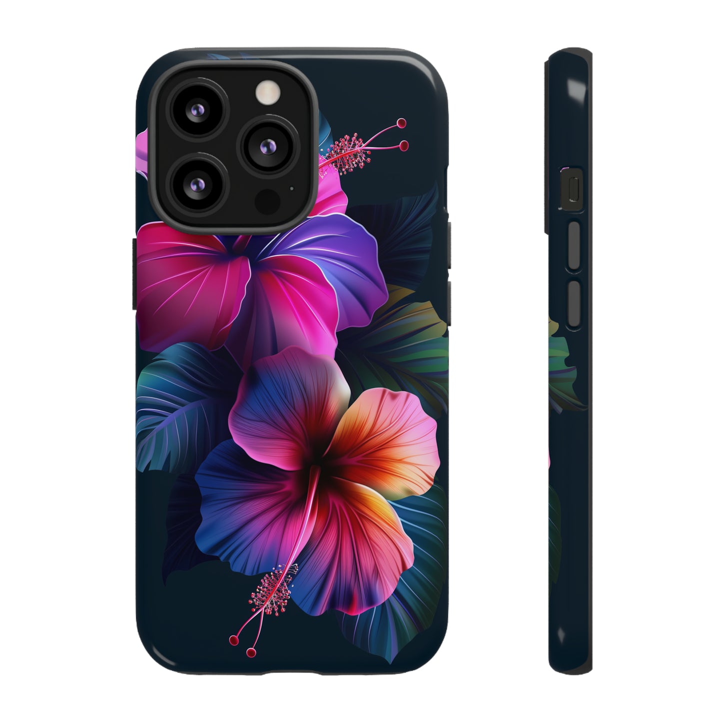 Hibiscus Neon Dark Hawaiian Tropical Phone Case, 808, Island Tropics, Wireless Compatible, Protective Cell Phone Case iPhone, Samsung, Pixel