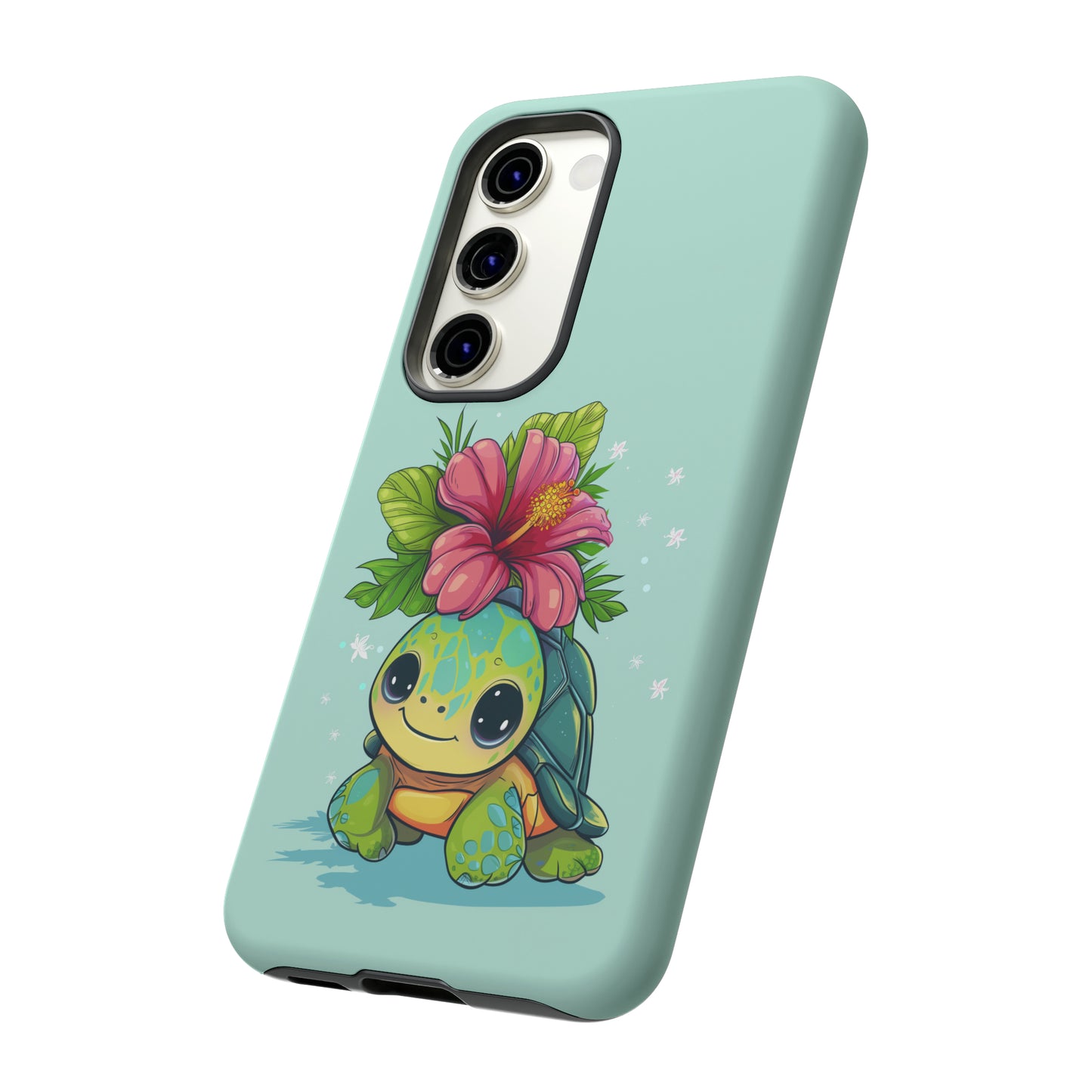Cute Turtle Hawaiian Phone Case, Tropical, Hibiscus, Wireless Compatible, Protective Cell Phone Case for iPhone, Samsung, Pixel phones
