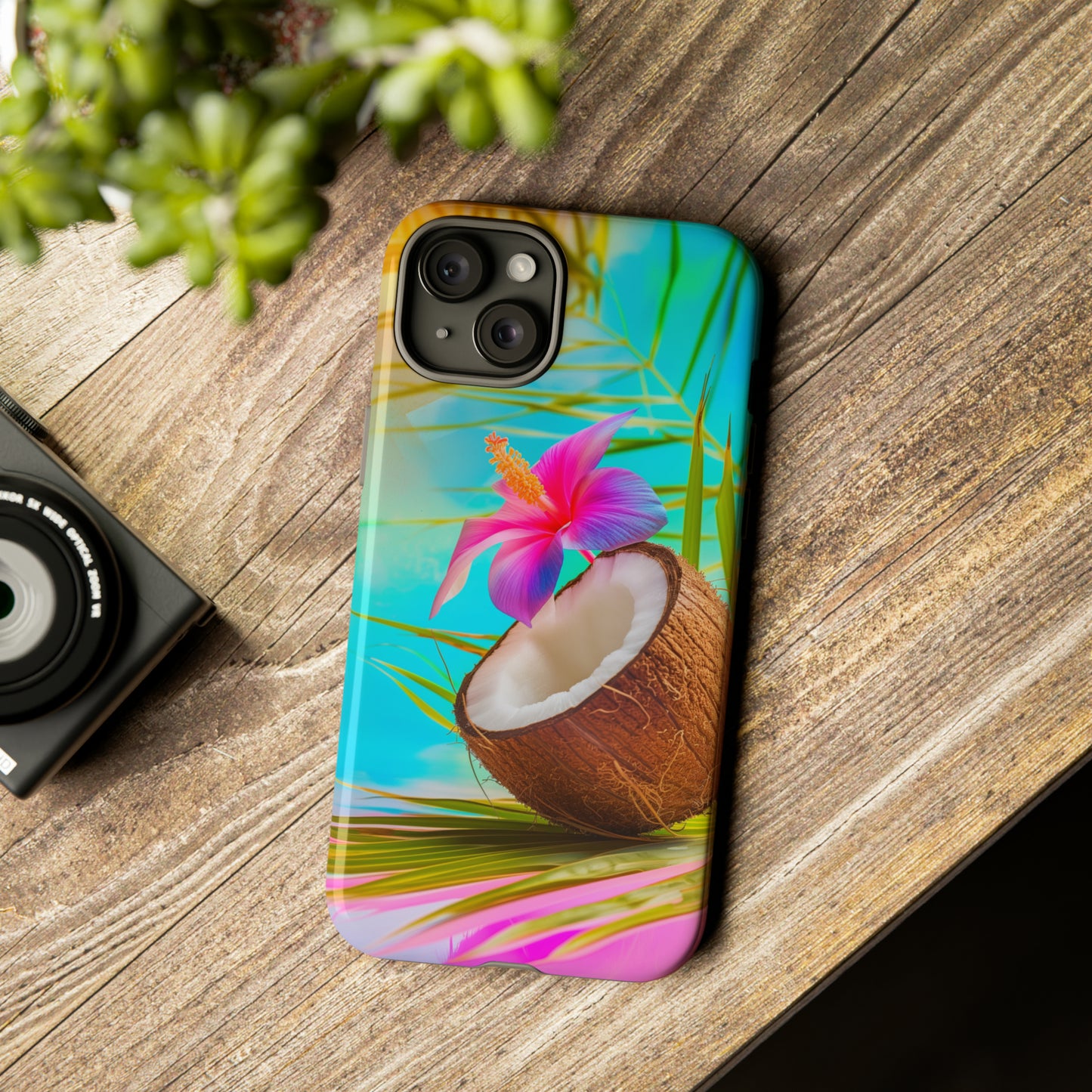 Coconut Colorful Hawaiian Tropical Phone Case, 808, Island Tropics, Wireless Compatible, Protective Cell Phone Case iPhone, Samsung, Pixel
