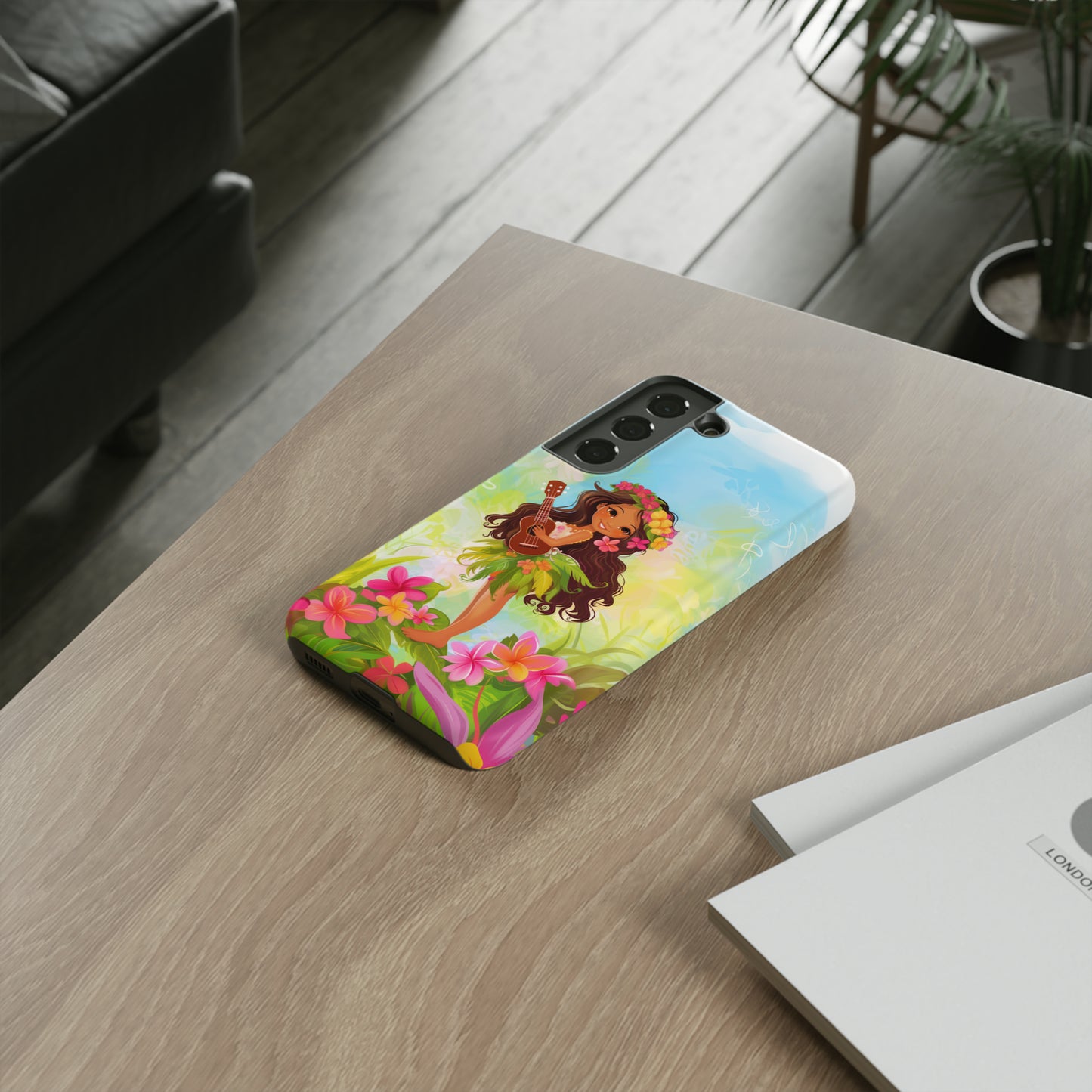 Cute Hula Girl Hawaiian Phone Case, Tropical, Hibiscus, Wireless Compatible, Protective Cell Phone Case for iPhone, Samsung, Pixel phones