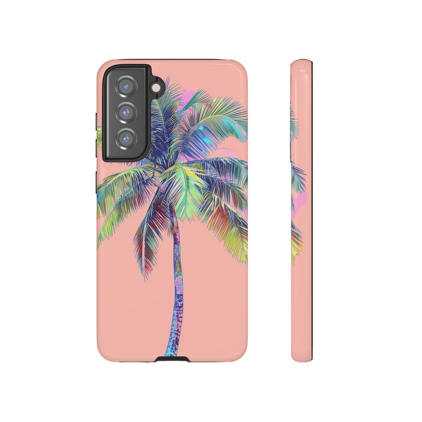 Pink Palm Tree Hawaiian Phone Case, Tropical, Hibiscus, Wireless Compatible, Protective Cell Phone Case for iPhone, Samsung, Pixel phones