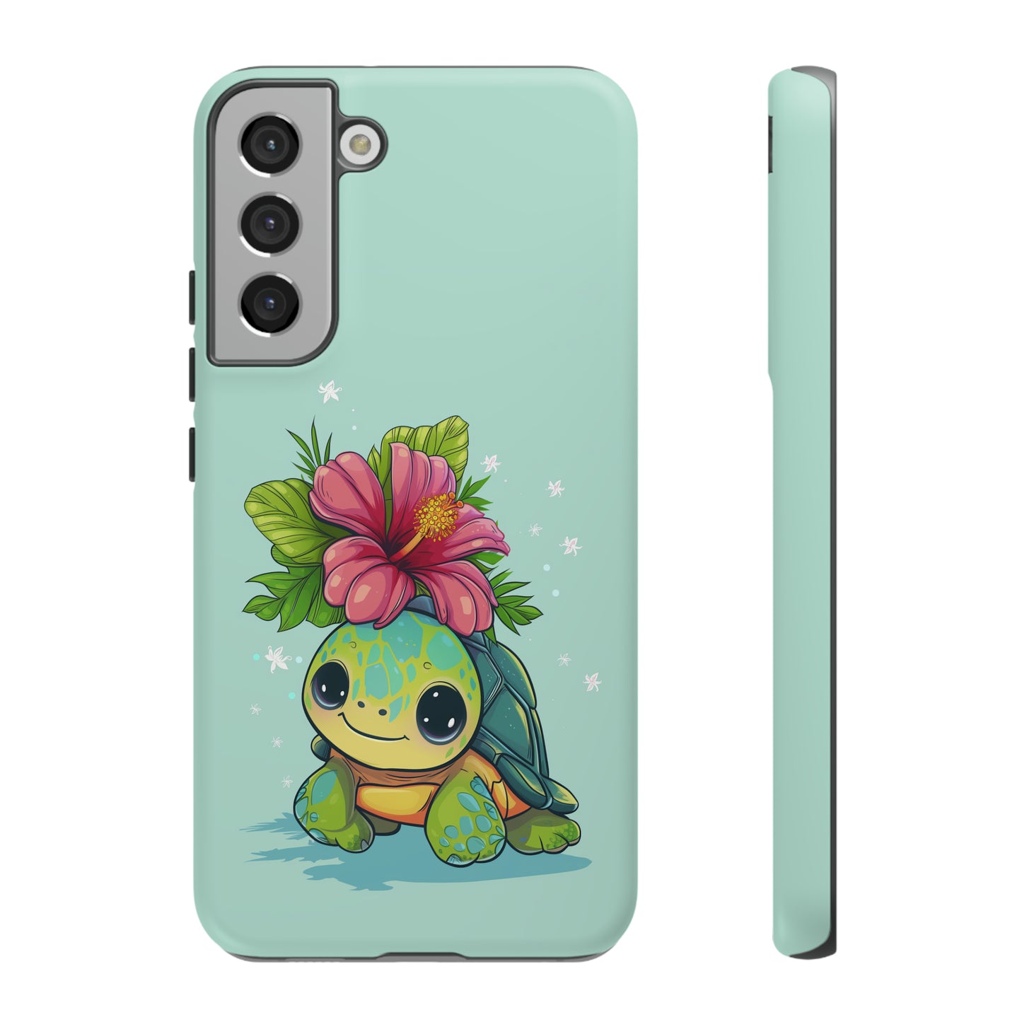 Cute Turtle Hawaiian Phone Case, Tropical, Hibiscus, Wireless Compatible, Protective Cell Phone Case for iPhone, Samsung, Pixel phones