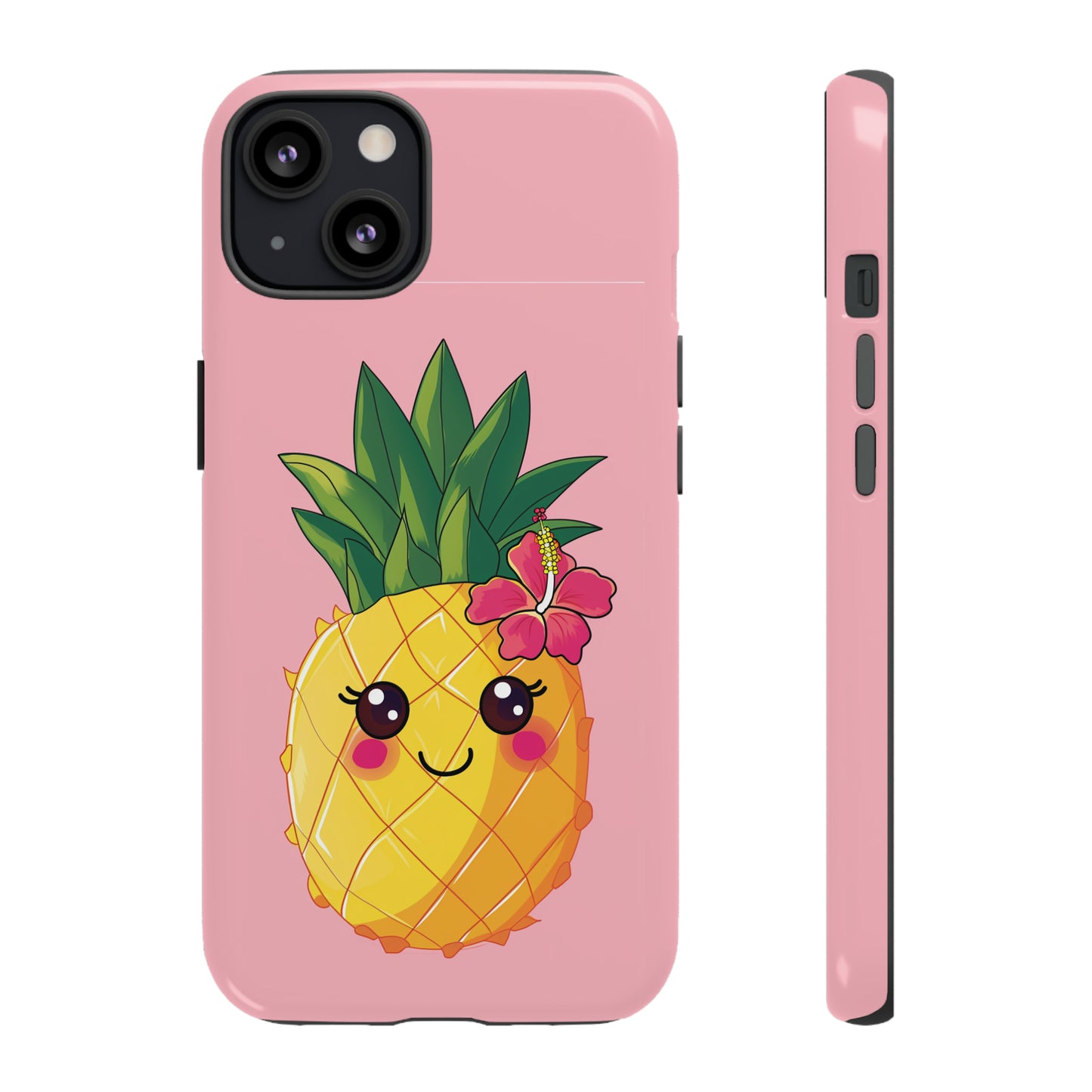 Cute Pineapple Hawaiian Phone Case, Tropical, Hibiscus, Wireless Compatible, Protective Cell Phone Case for iPhone, Samsung, Pixel phones