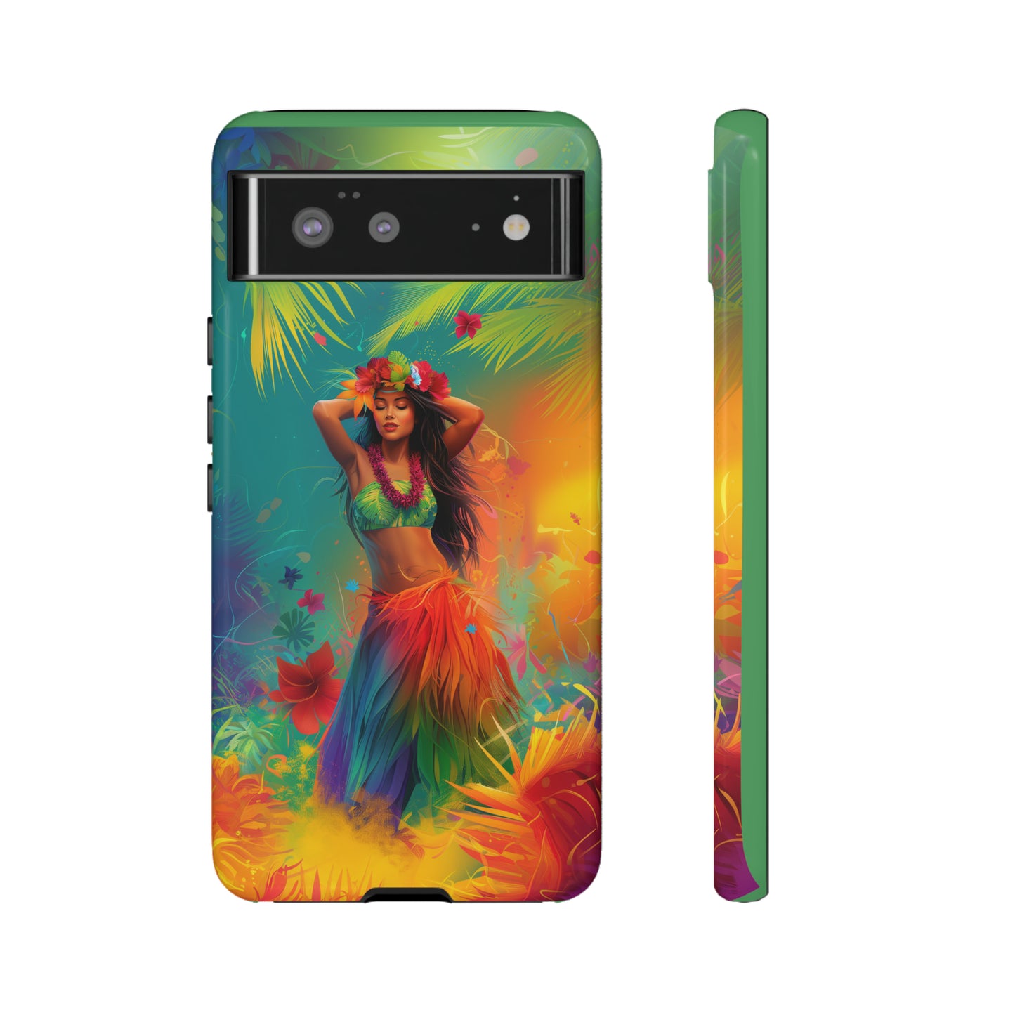 Hula Girl Hawaiian Phone Case, Tropical, Hibiscus, Wireless Compatible, Protective Cell Phone Case for iPhone, Samsung, Pixel phones
