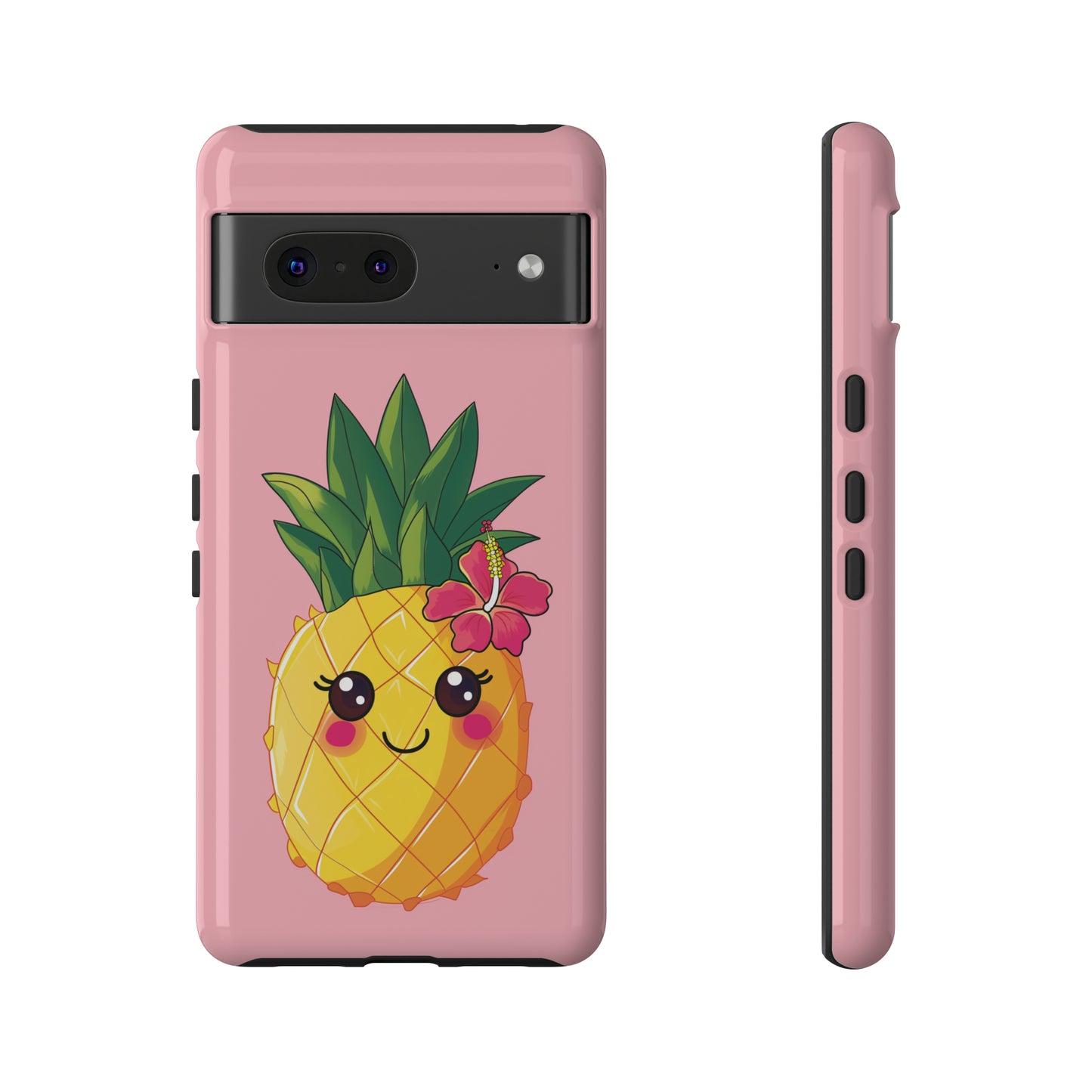 Cute Pineapple Hawaiian Phone Case, Tropical, Hibiscus, Wireless Compatible, Protective Cell Phone Case for iPhone, Samsung, Pixel phones