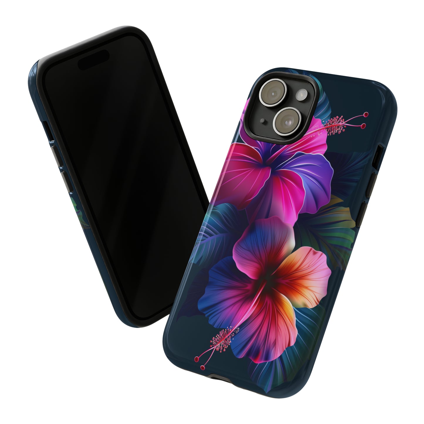 Hibiscus Neon Dark Hawaiian Tropical Phone Case, 808, Island Tropics, Wireless Compatible, Protective Cell Phone Case iPhone, Samsung, Pixel