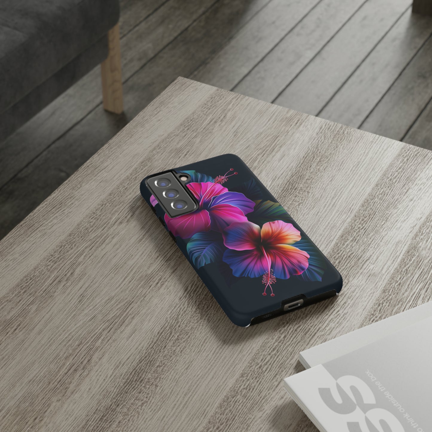 Hibiscus Neon Dark Hawaiian Tropical Phone Case, 808, Island Tropics, Wireless Compatible, Protective Cell Phone Case iPhone, Samsung, Pixel