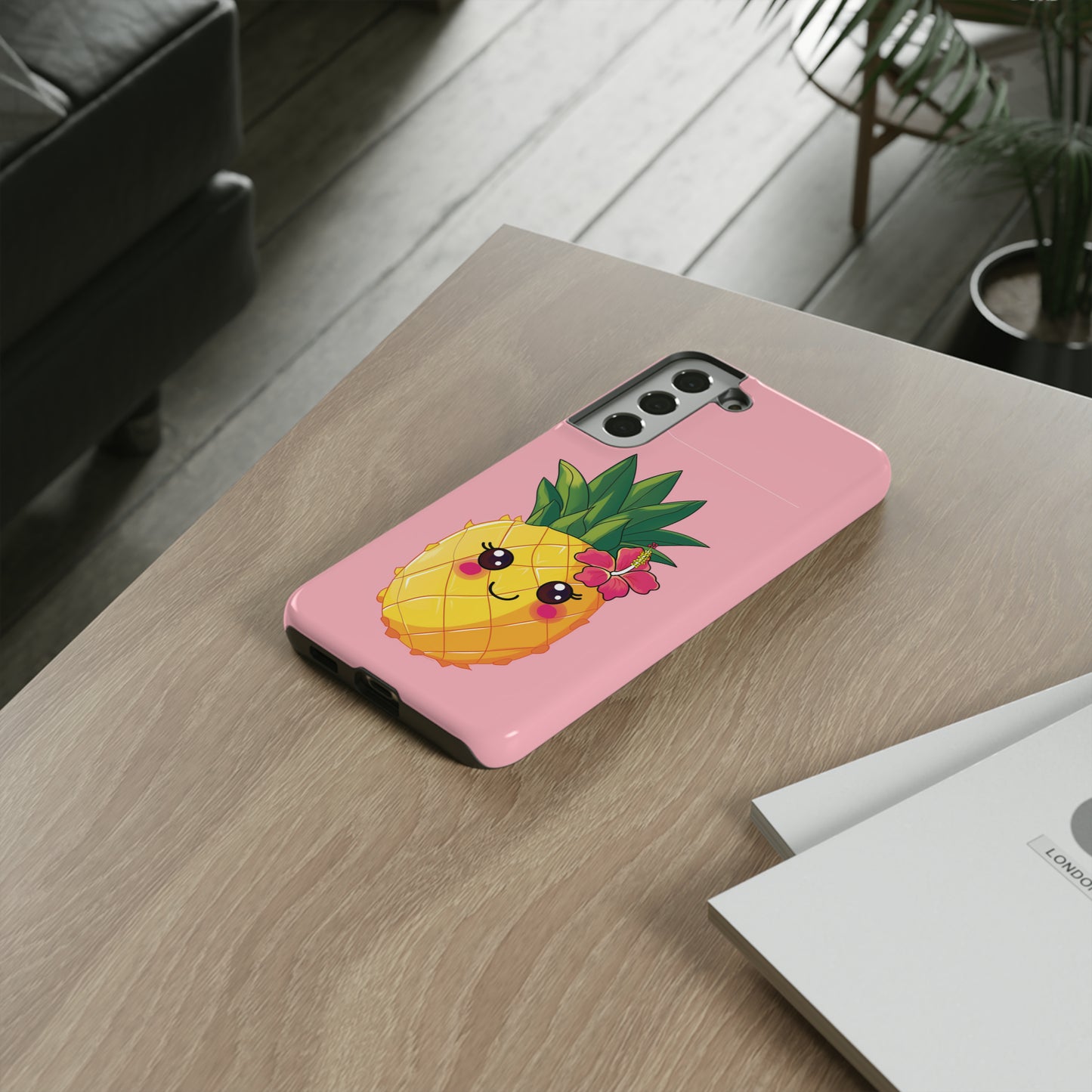 Cute Pineapple Hawaiian Phone Case, Tropical, Hibiscus, Wireless Compatible, Protective Cell Phone Case for iPhone, Samsung, Pixel phones