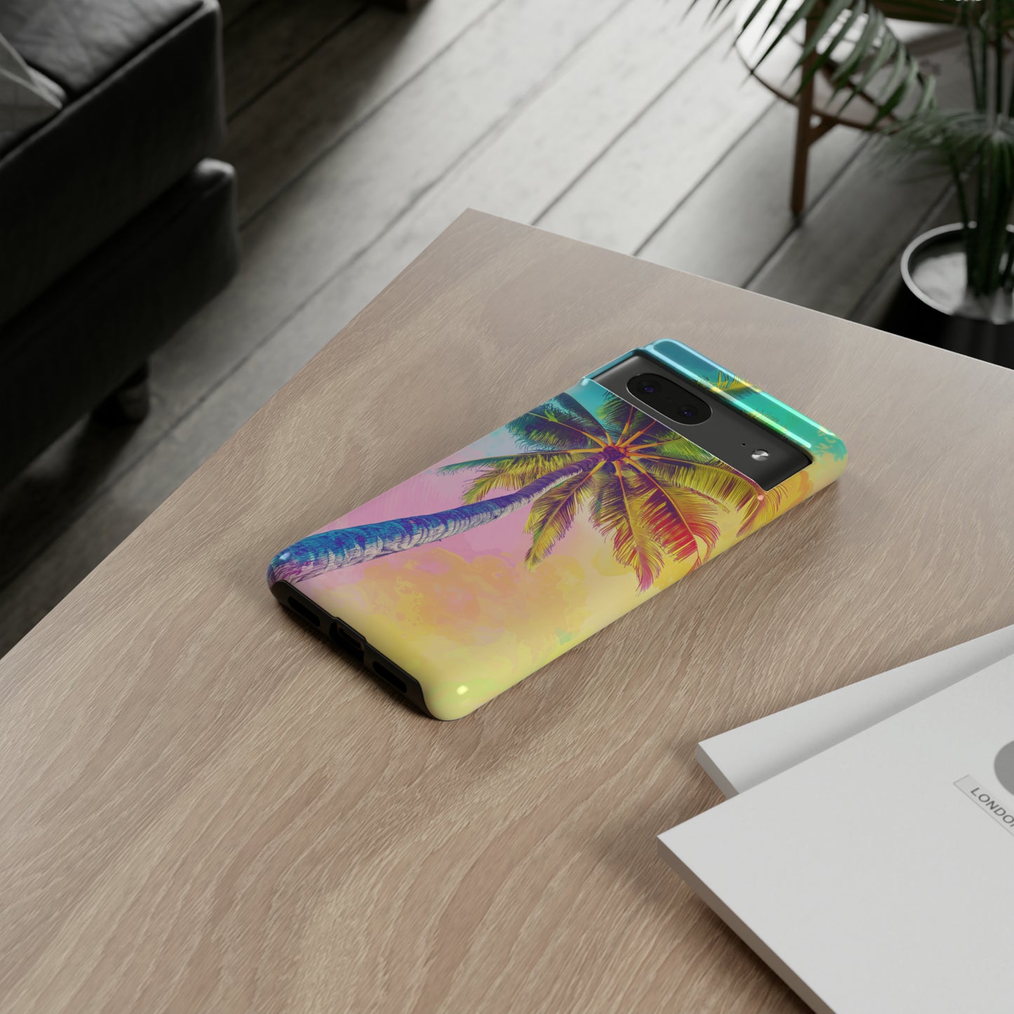 Palm Tree Colorful Hawaiian Tropical Phone Case, 808, Island Tropics, Wireless Compatible, Protective Cell Phone Case iPhone, Samsung, Pixel