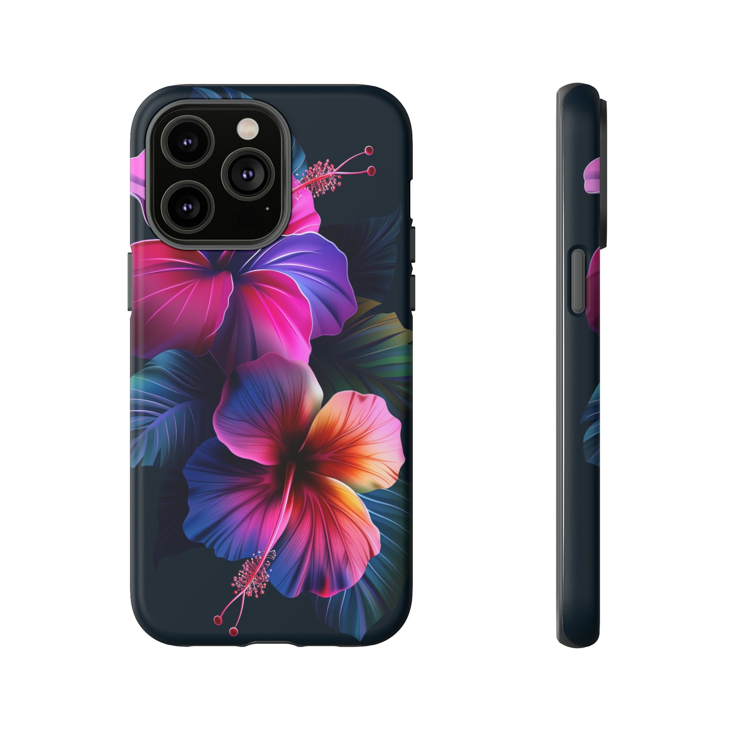 Hibiscus Neon Dark Hawaiian Tropical Phone Case, 808, Island Tropics, Wireless Compatible, Protective Cell Phone Case iPhone, Samsung, Pixel